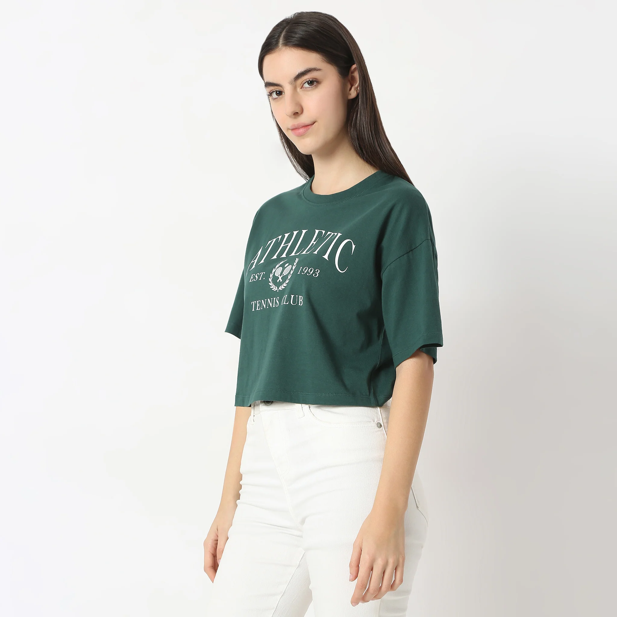 Boxy Fit Printed Short Sleeve Crop T-Shirt - Image 4