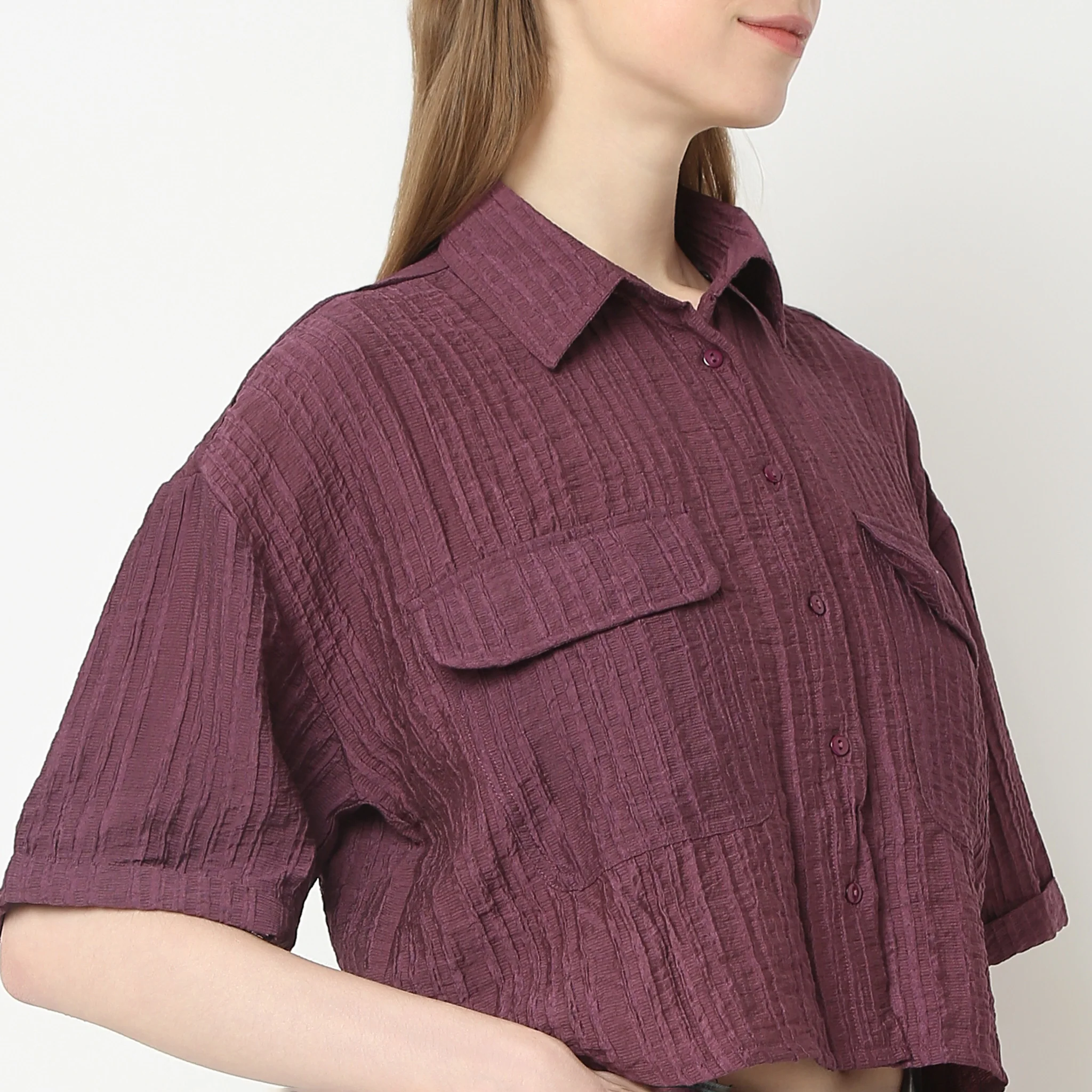 Boxy Fit Short Length Collar Regular Short Shirt - Image 9