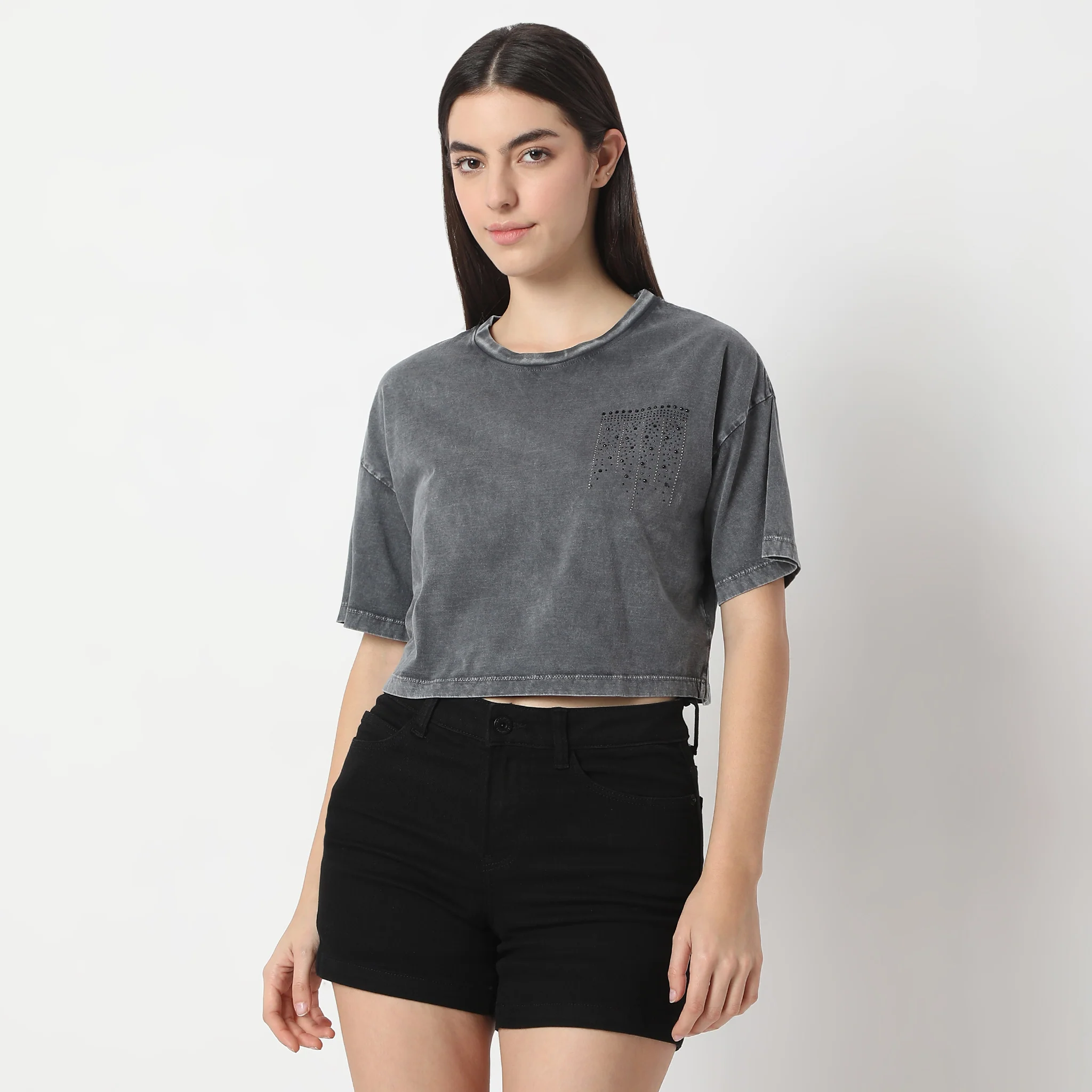 Boxy Fit Short Sleeve Crop T-Shirt - Image 2