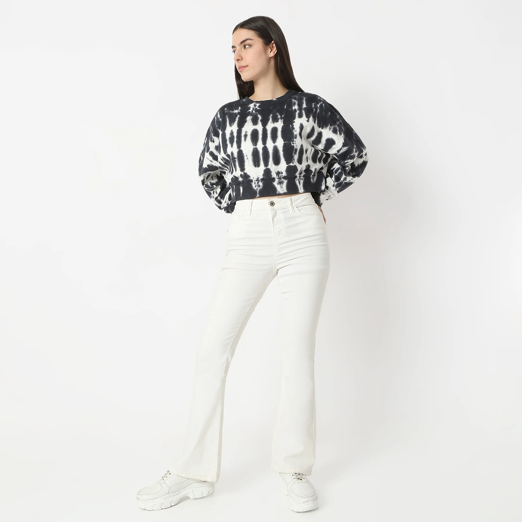Boxy Fit Tie - Dye Full Sleeve Crop T-Shirt - Image 2