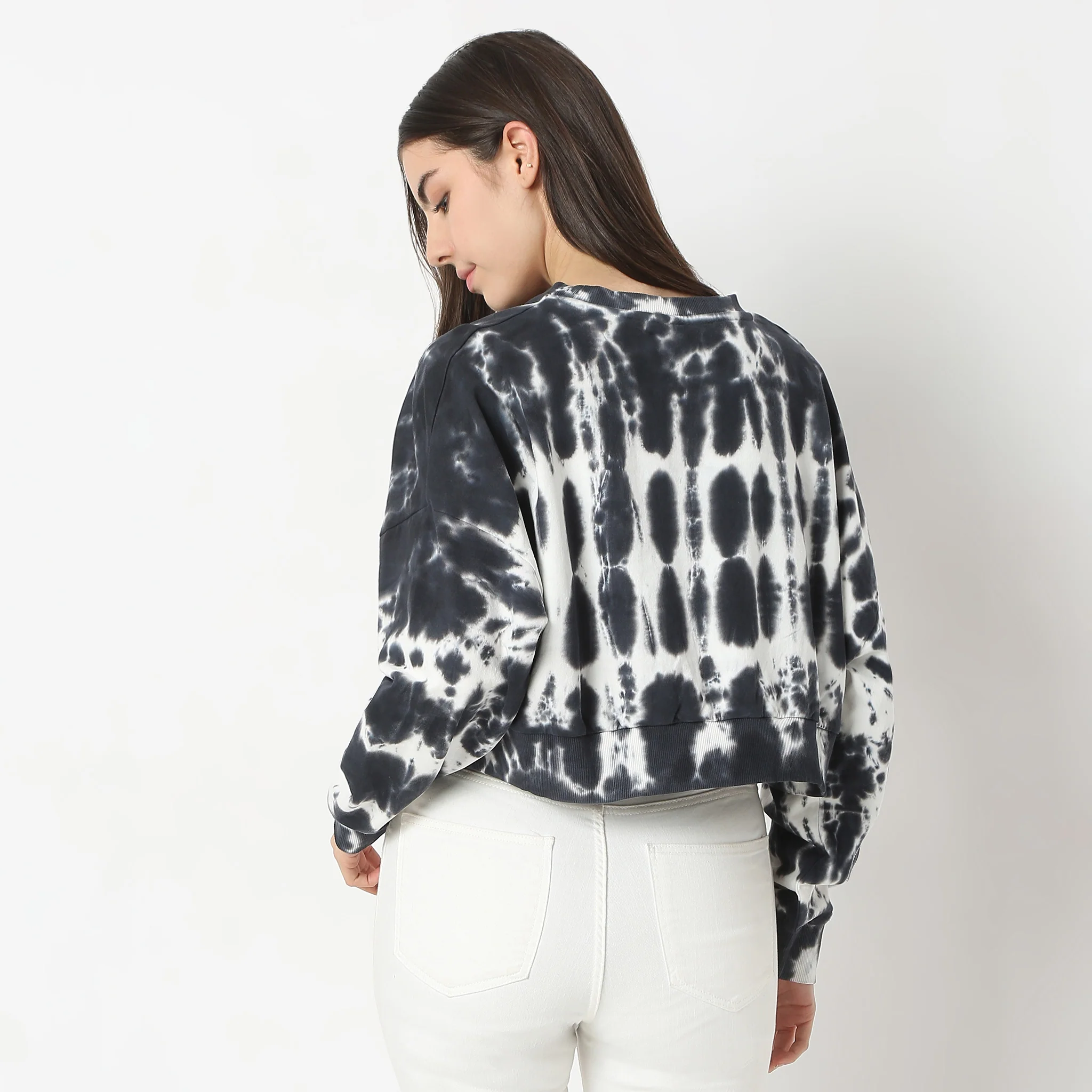 Boxy Fit Tie - Dye Full Sleeve Crop T-Shirt - Image 3