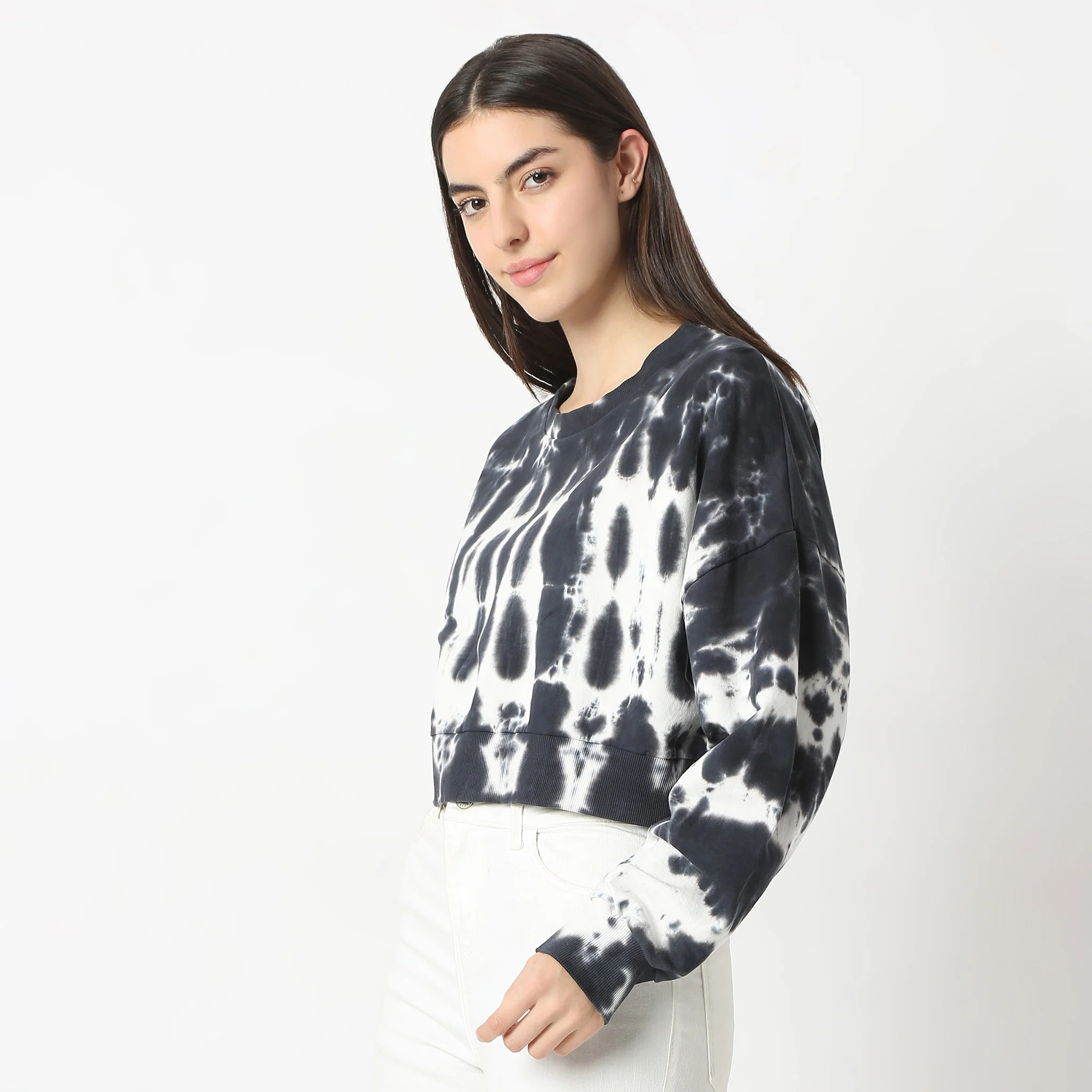 Boxy Fit Tie - Dye Full Sleeve Crop T-Shirt - Image 4