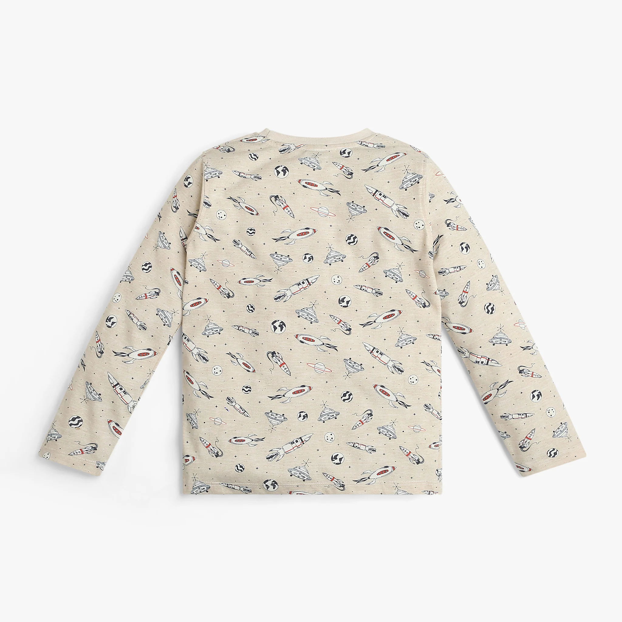 Boys All Over Print Crew Neck Full Sleeve Conversational Print T-Shirt With Track Pant Sleepwear Set - Image 2