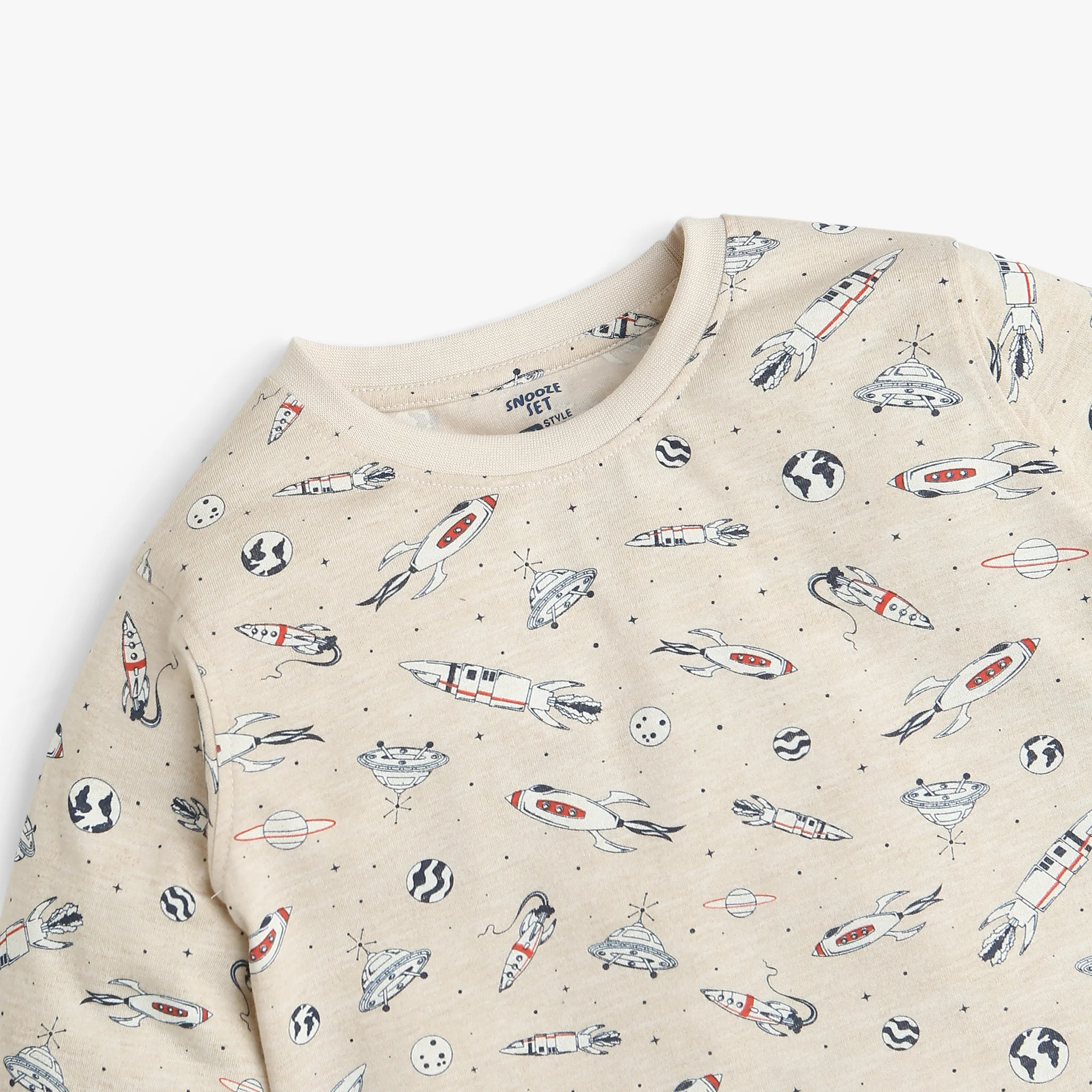 Boys All Over Print Crew Neck Full Sleeve Conversational Print T-Shirt With Track Pant Sleepwear Set - Image 3
