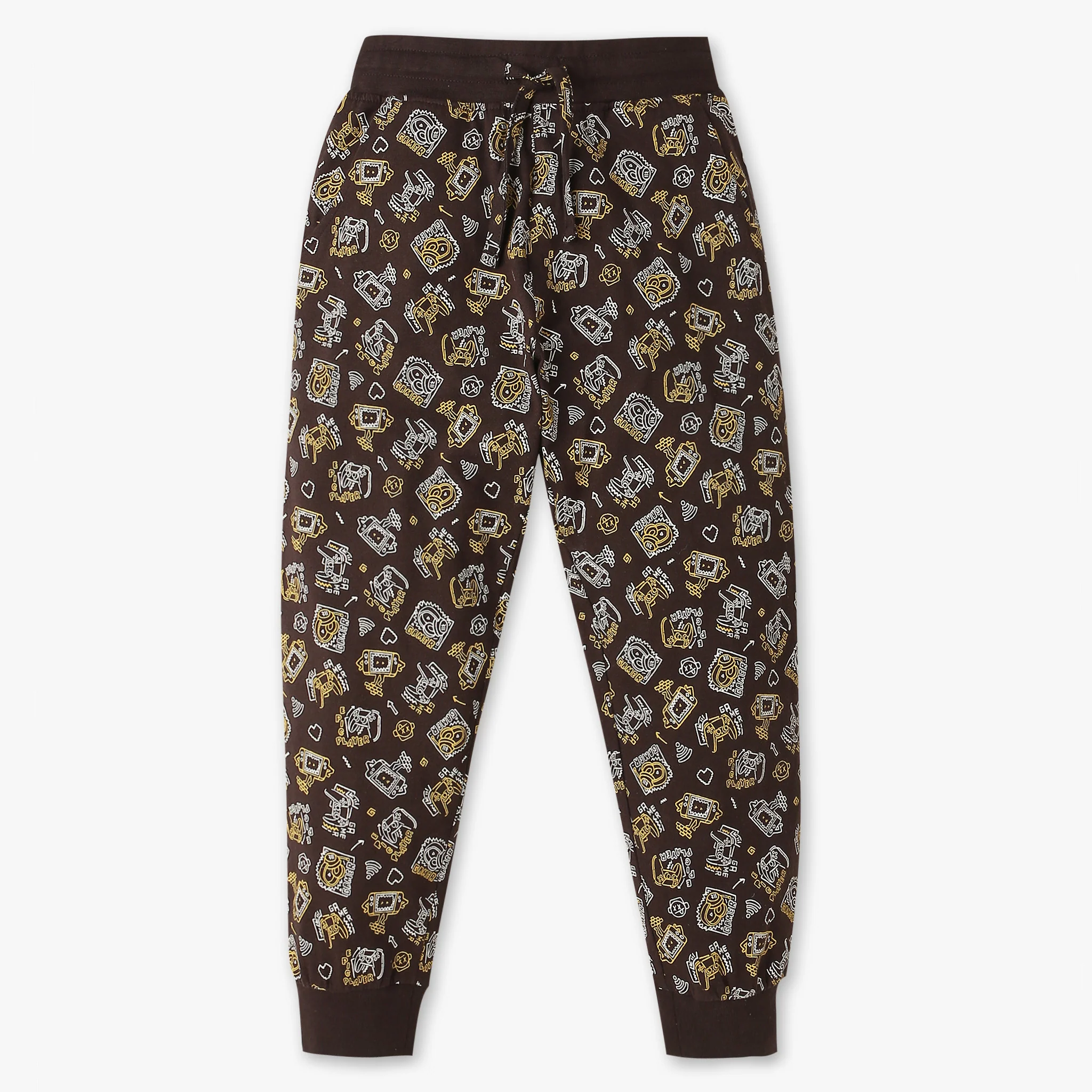 Boys All Over Print Crew Neck T-Shirt With Trackpant Sleepwear Set - Image 5