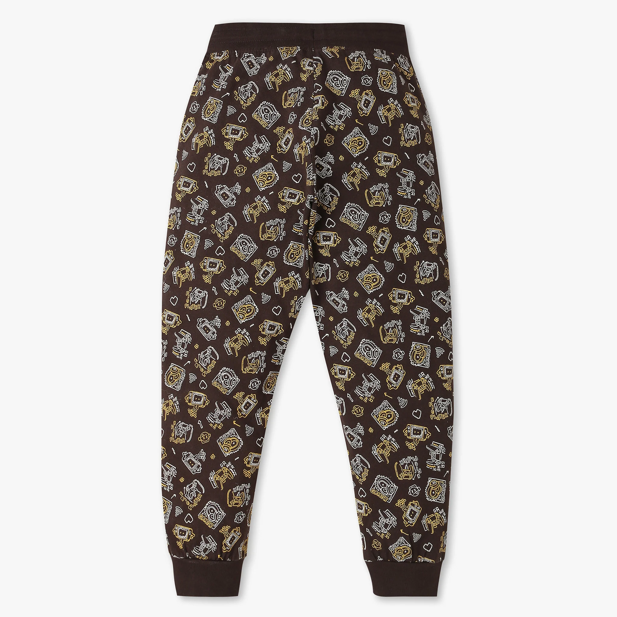 Boys All Over Print Crew Neck T-Shirt With Trackpant Sleepwear Set - Image 6