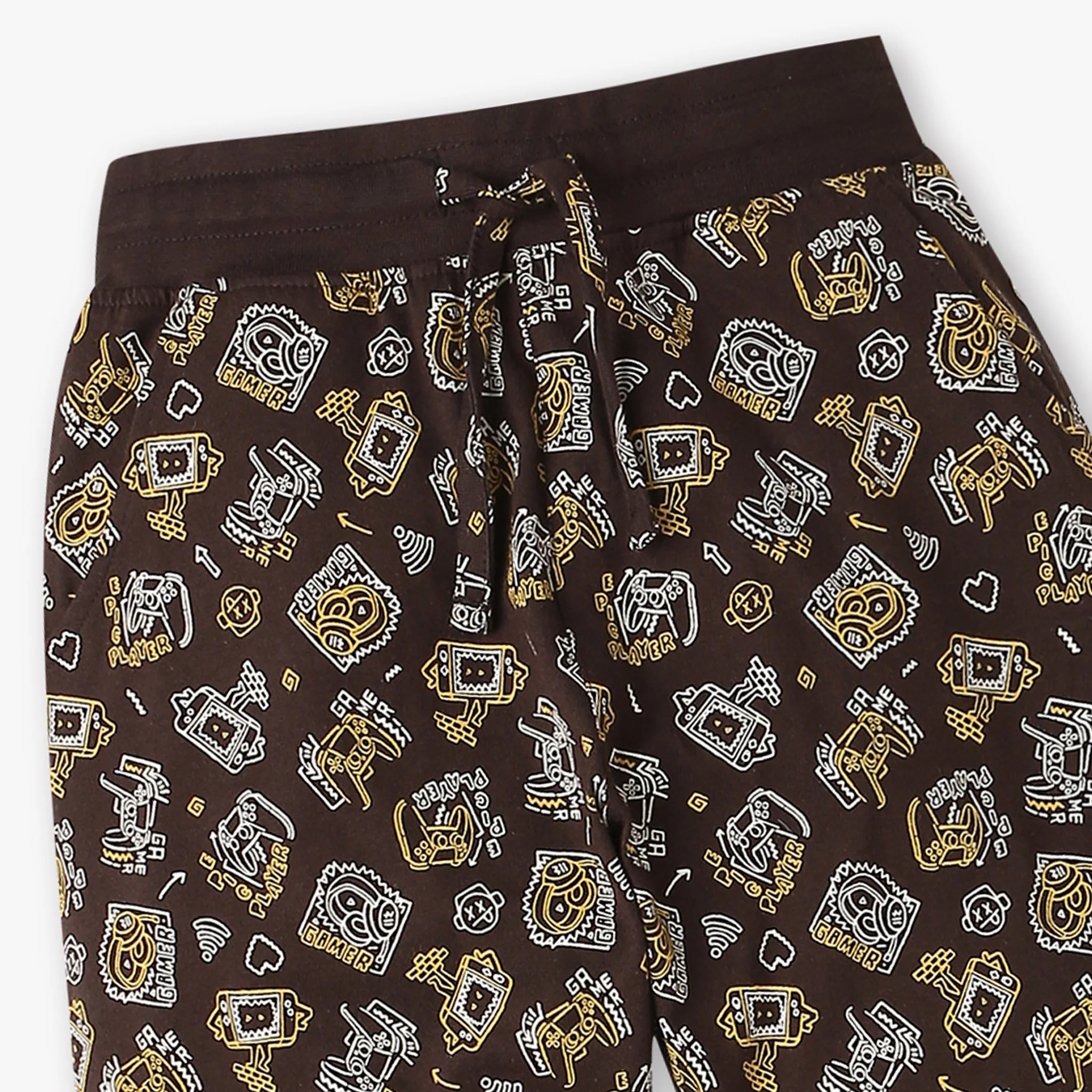 Boys All Over Print Crew Neck T-Shirt With Trackpant Sleepwear Set - Image 7