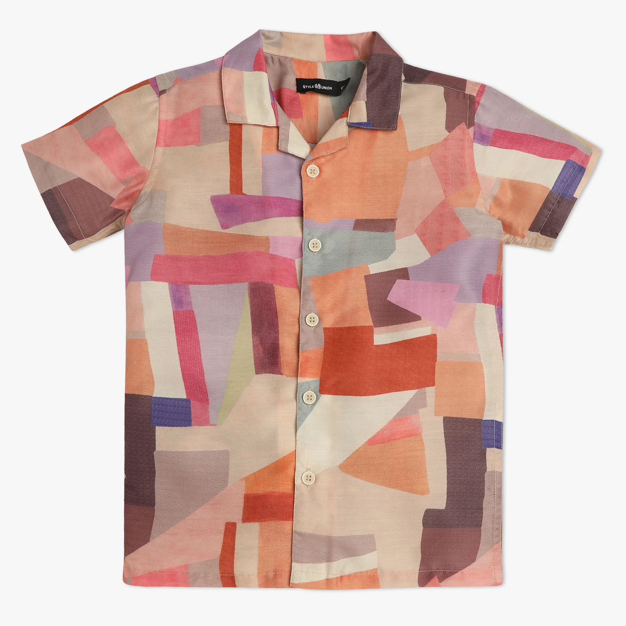 Boys Half Sleeve Camp Collar Printed Shirt