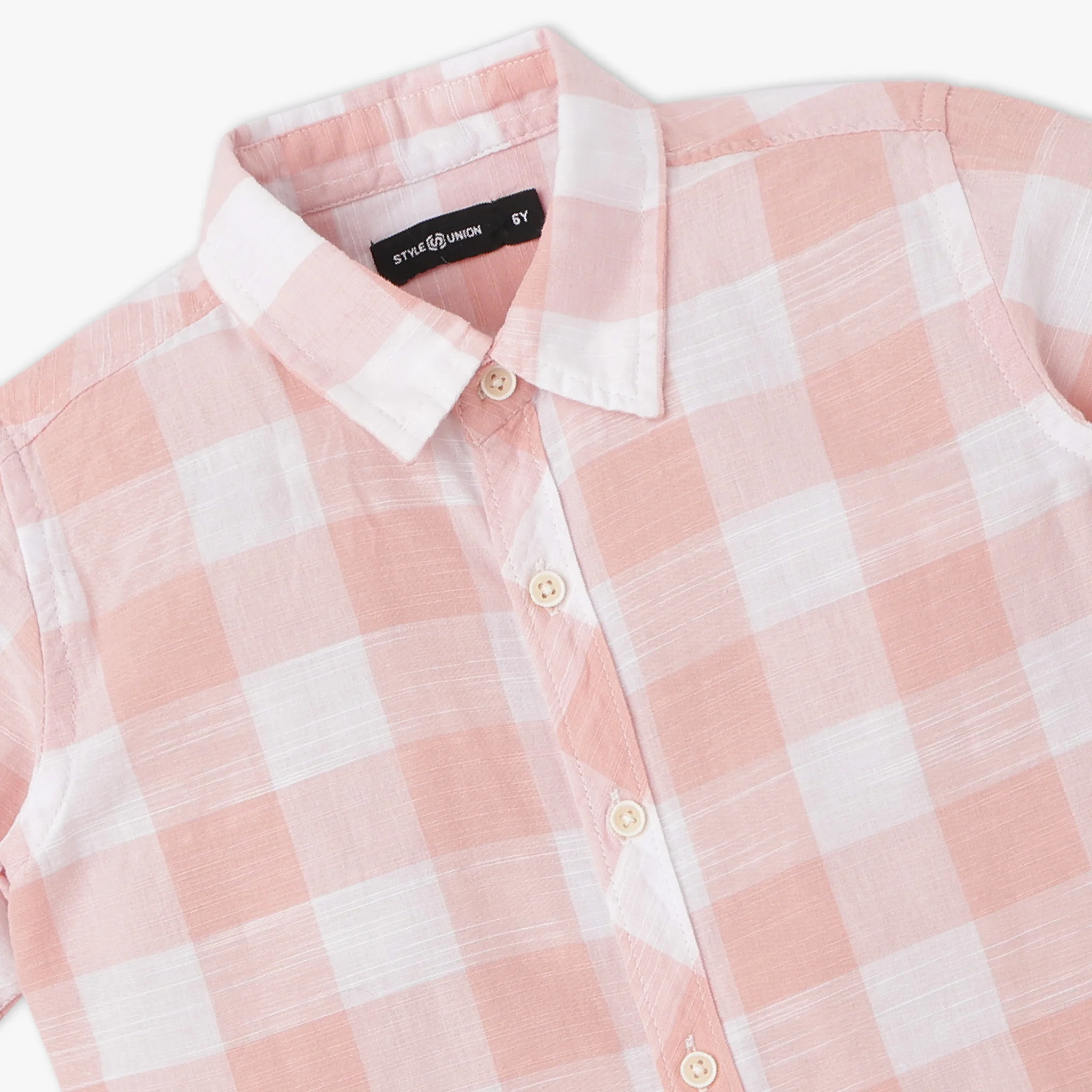 Boys Half Sleeve Shirt Collar Checkered Shirt - Image 3