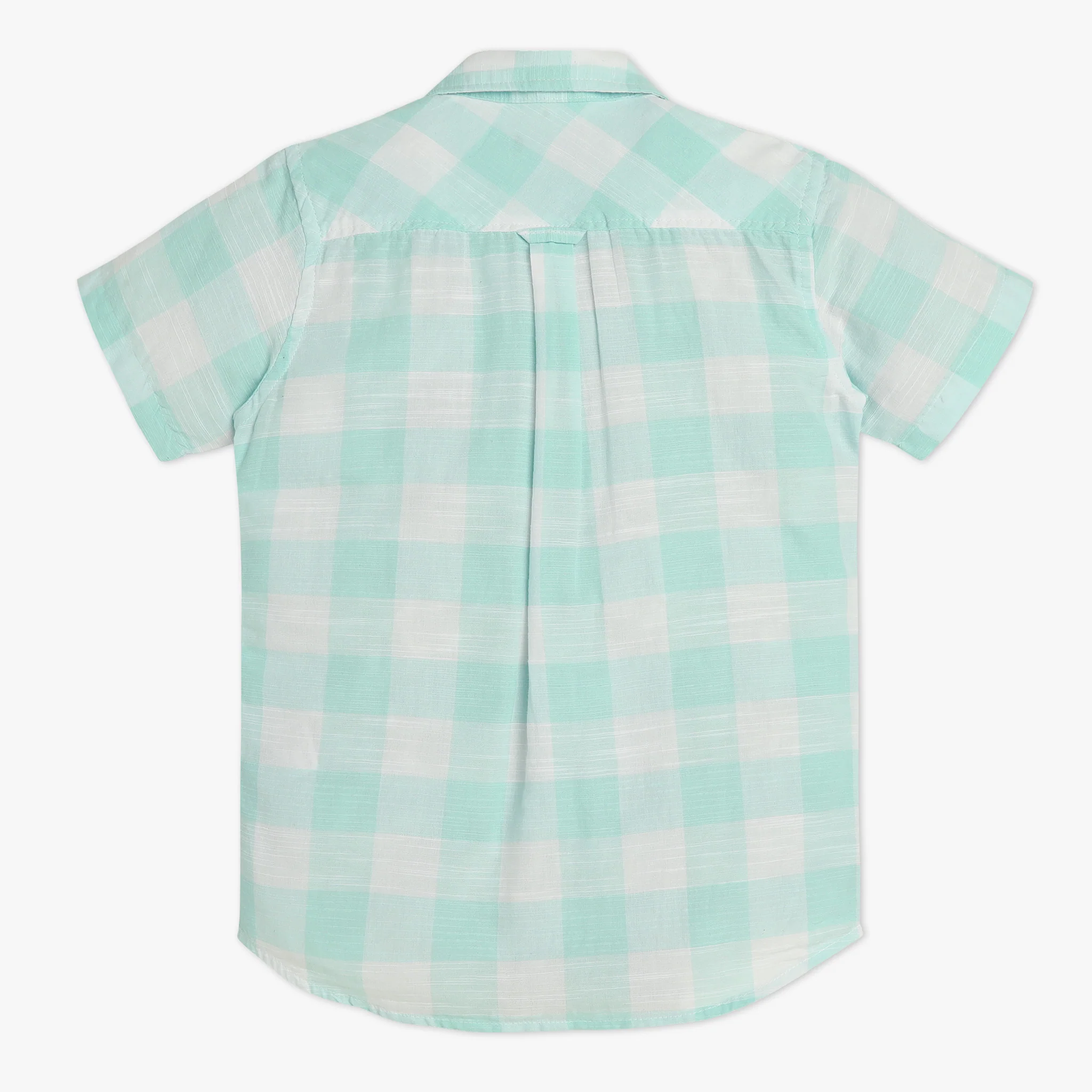 Boys Half Sleeve Shirt Collar Checkered Shirt - Image 2