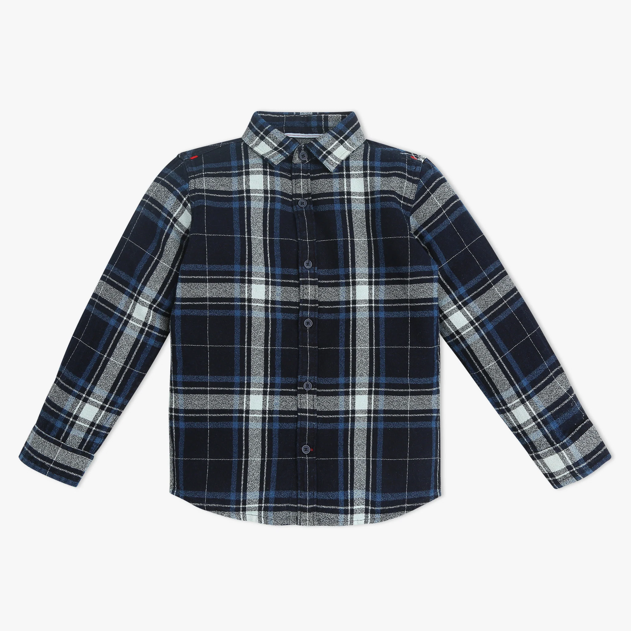 Boys Full Sleeve Shirt Collar Checkered Shirt