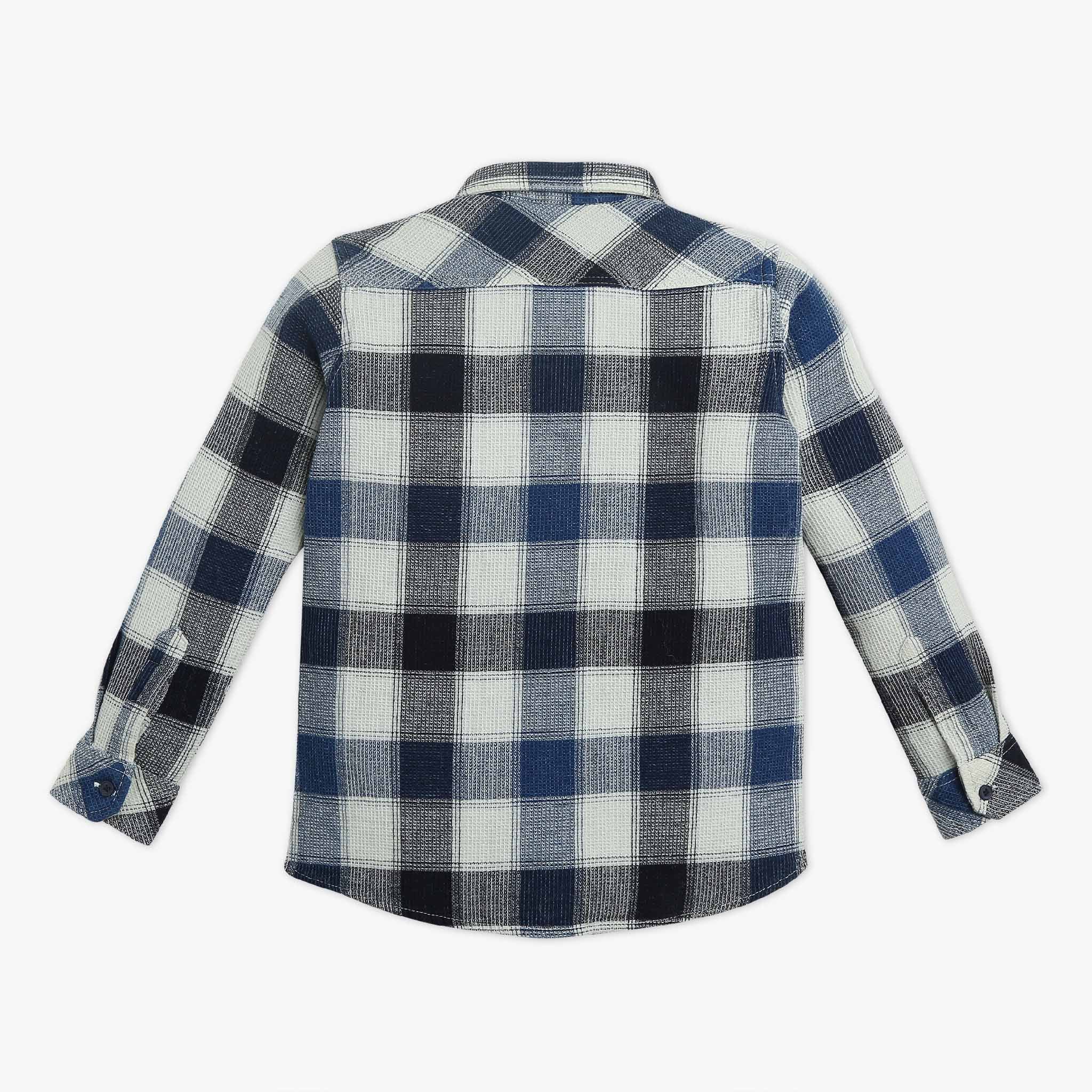 Boys Full Sleeve Shirt Collar Checkered Shirt - Image 2