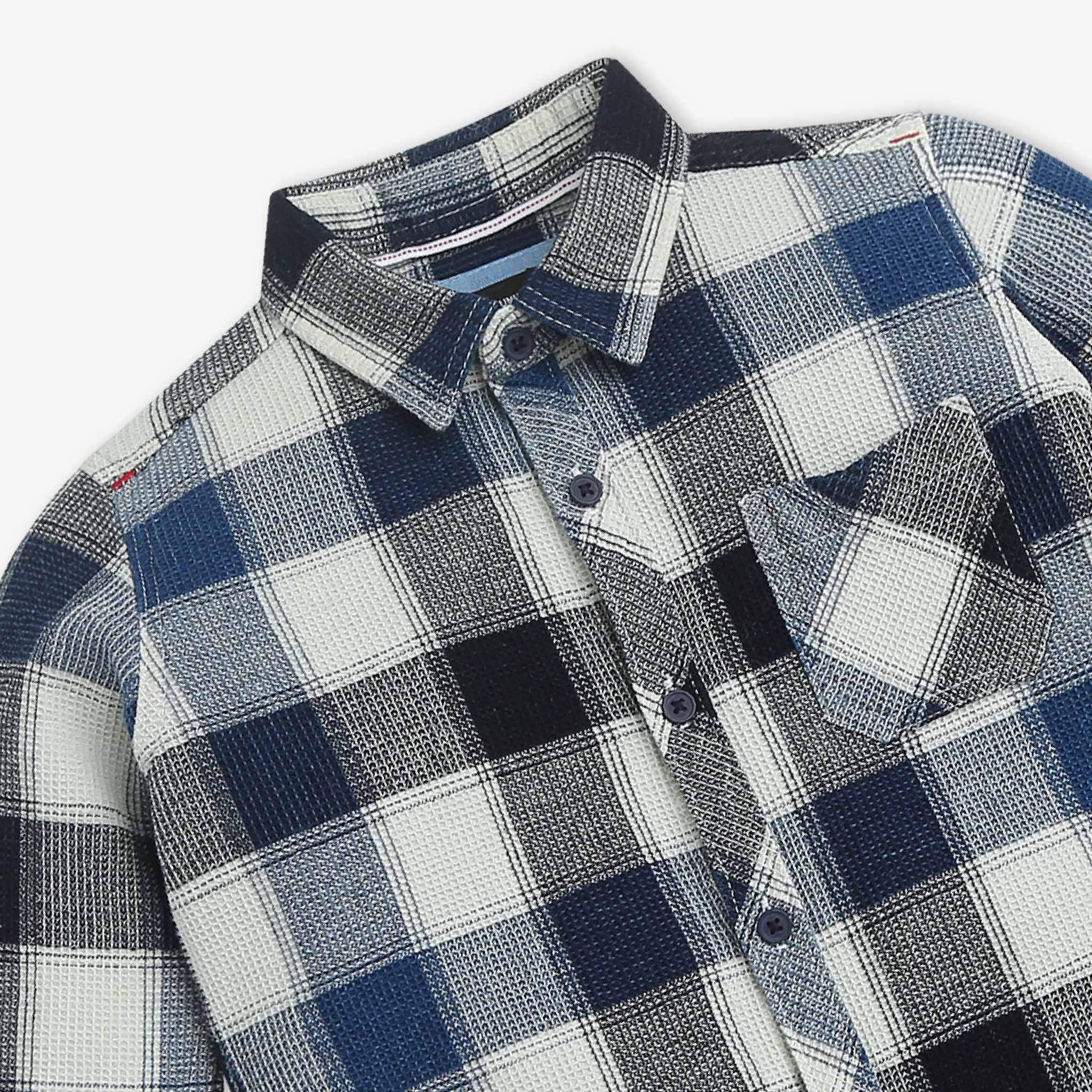 Boys Full Sleeve Shirt Collar Checkered Shirt - Image 3