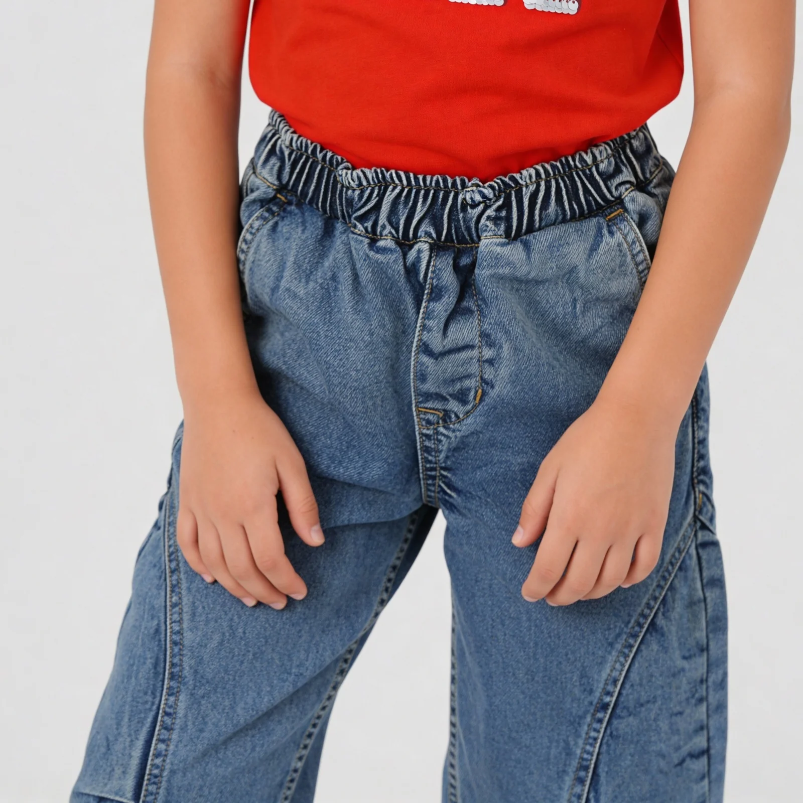 Boys Comfortabel Loose Fit Cargo Jorts With Heavily Washed - Image 9