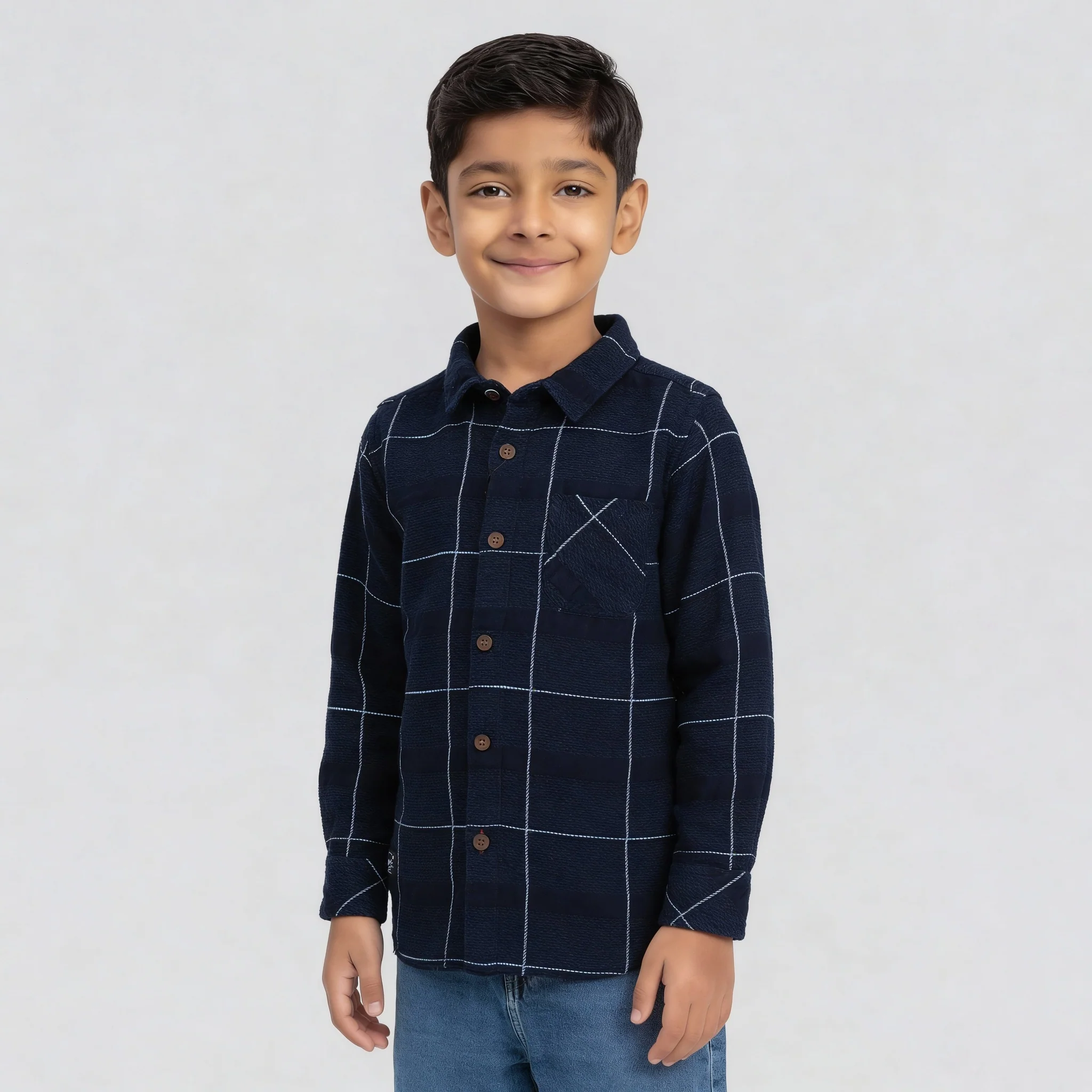 Boys Cotton Checkered Shirt - Image 5