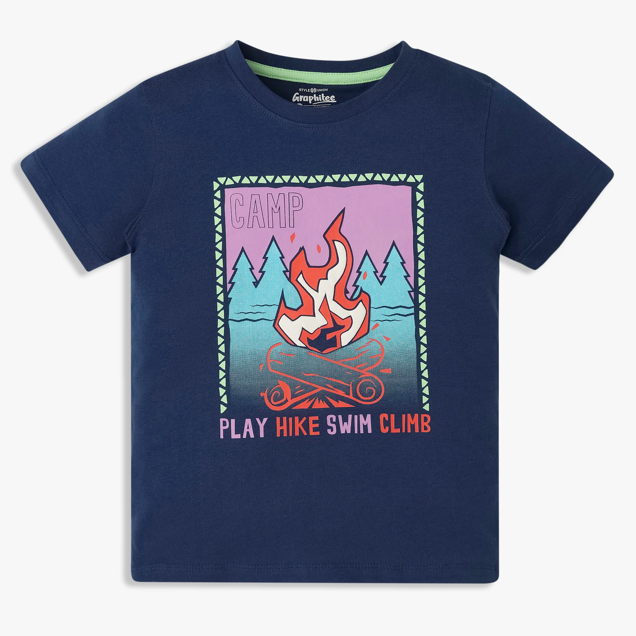 Boys Cotton Crew Neck Graphitee