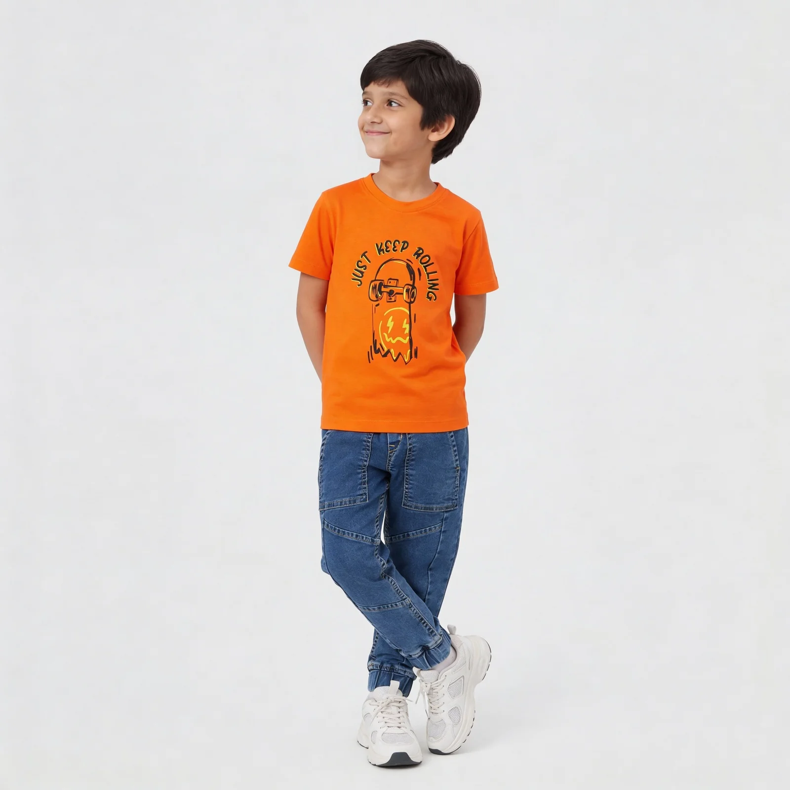 Boys Cotton Crew Neck Graphitee