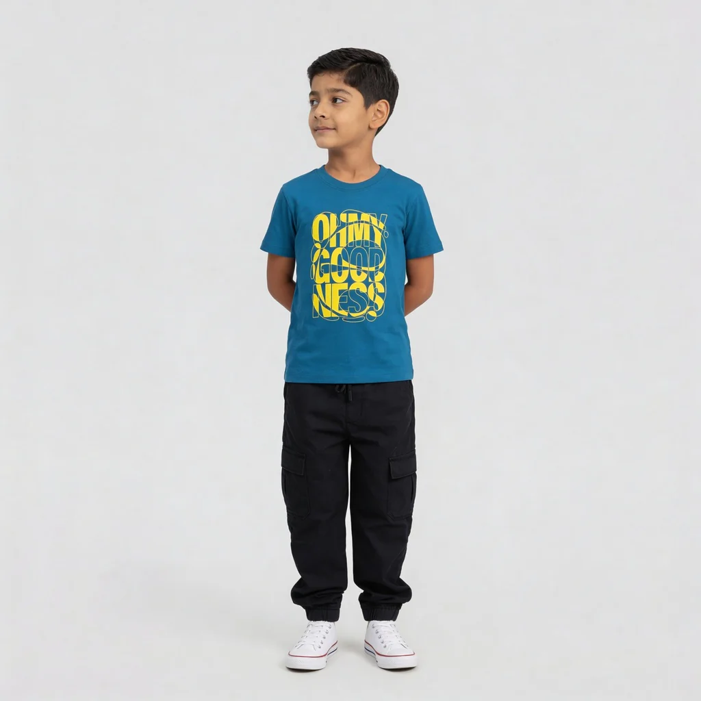 Boys Cotton Crew Neck Graphitee