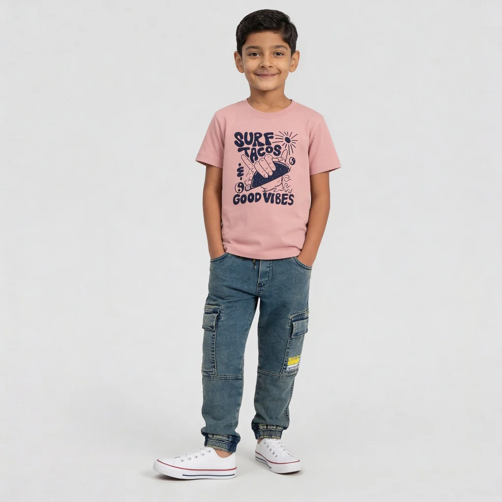 Boys Cotton Crew Neck Graphitee