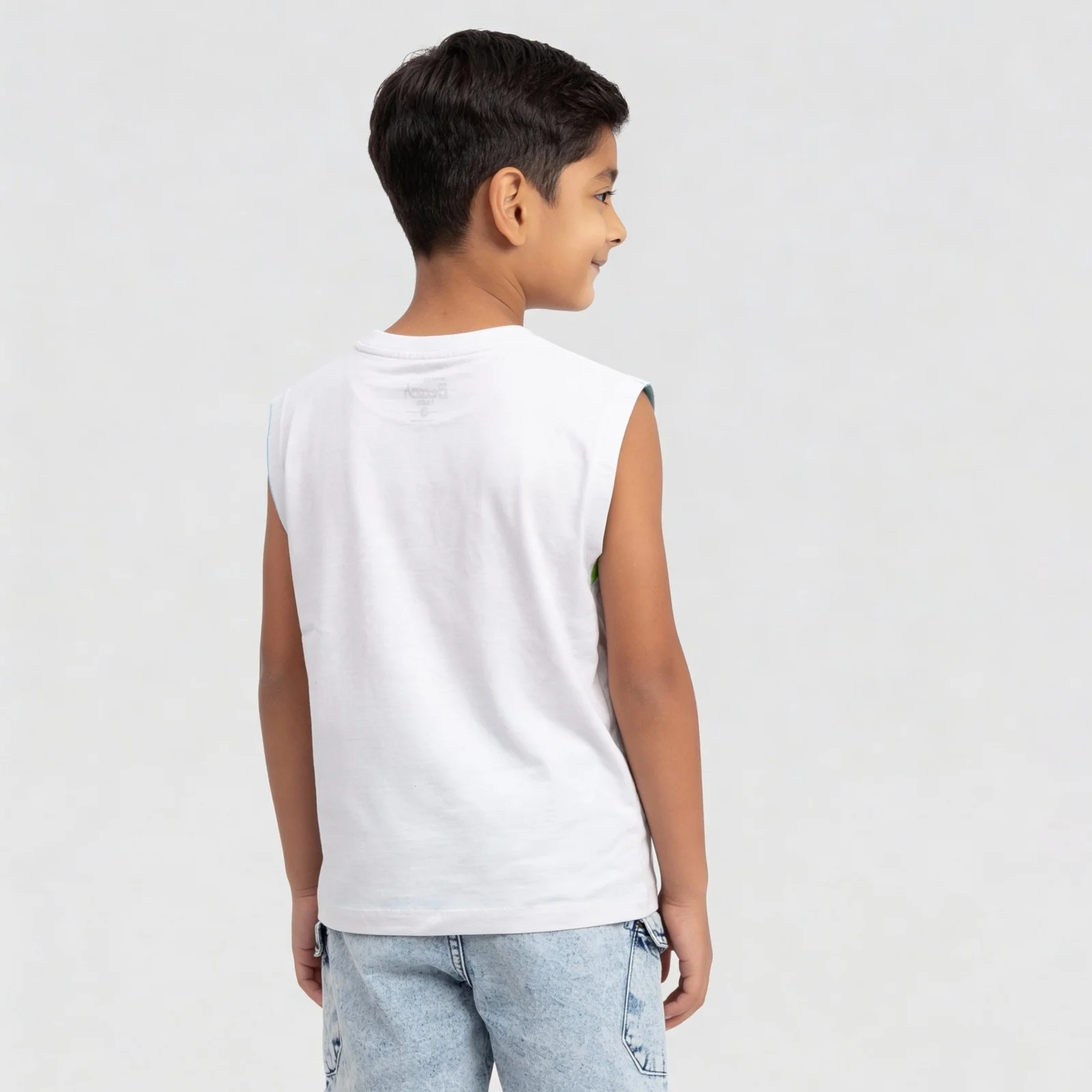 Boys Cotton Printed Summer Paradies Tank T-Shirt - Image 3