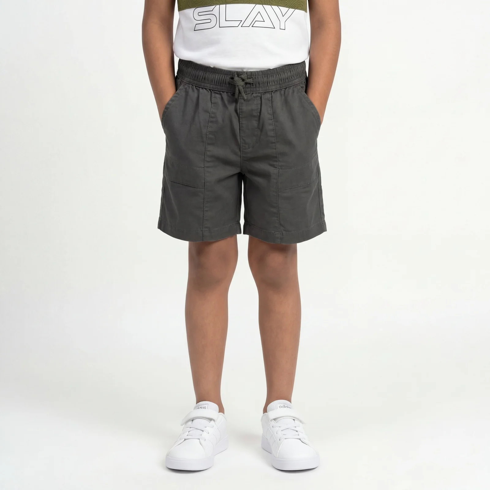 Boys Cotton Solid Pull On Shorts - Image 2