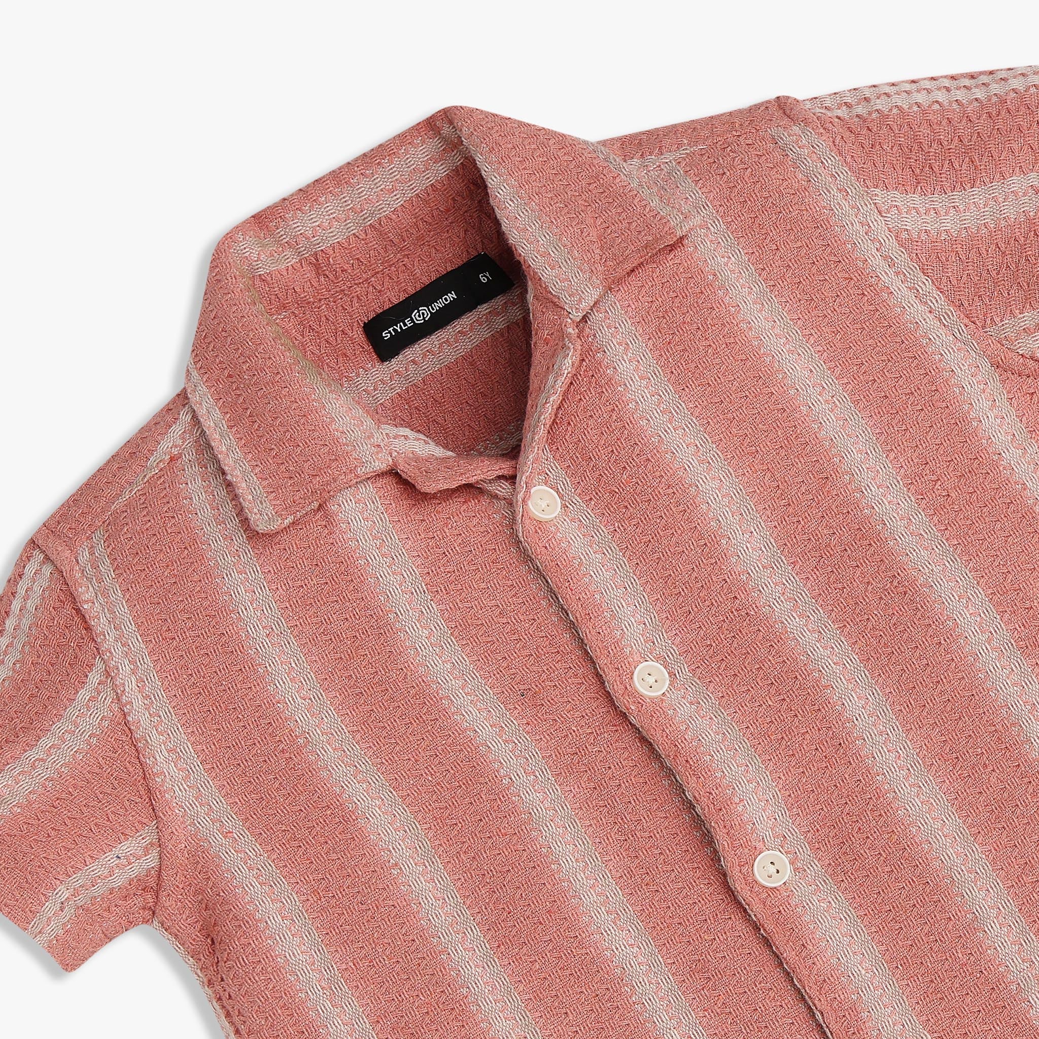 Boys Cotton Striped Cuban Shirt - Image 3
