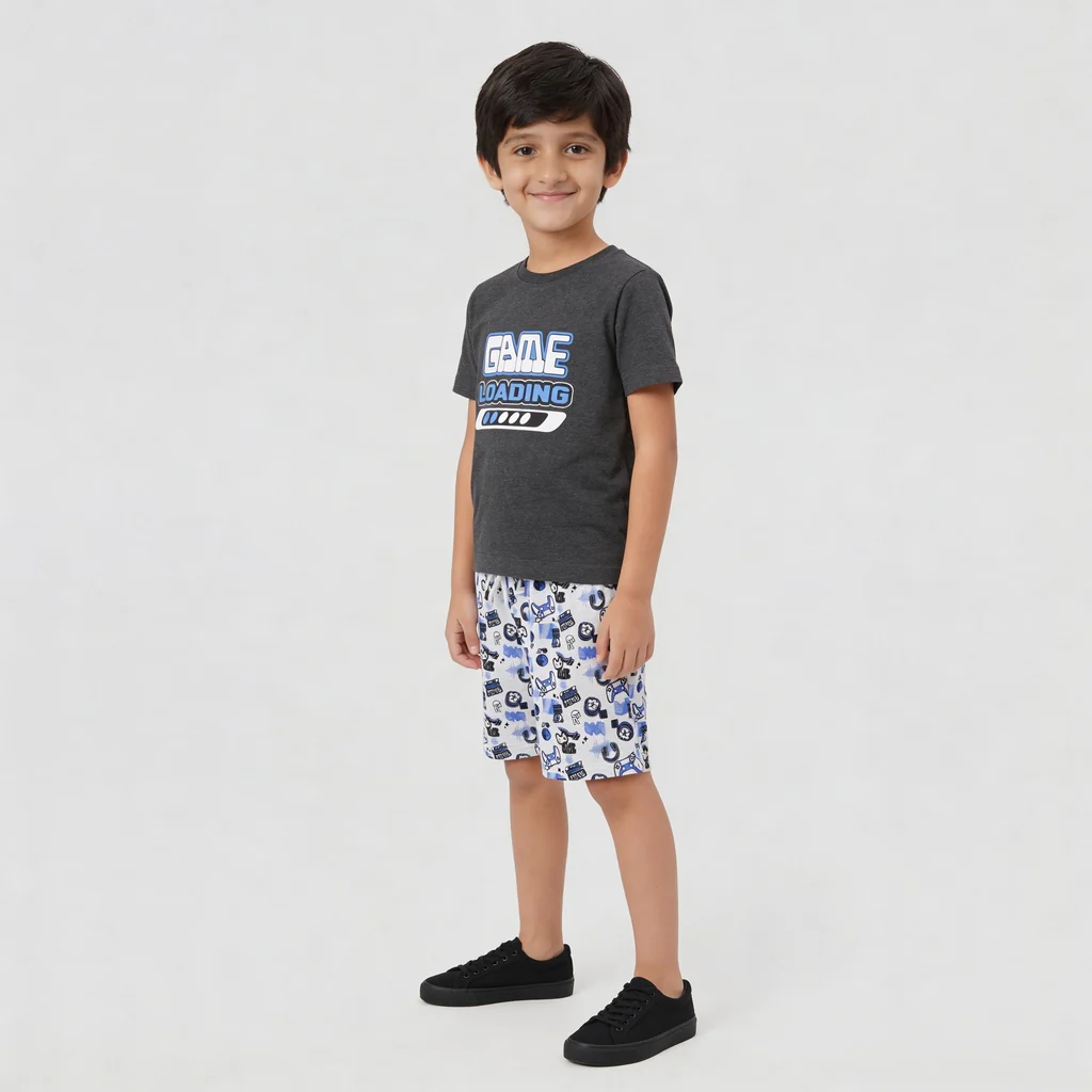 Boys Cotton T-Shirt with Shorts Sleepwear Sets - Image 5