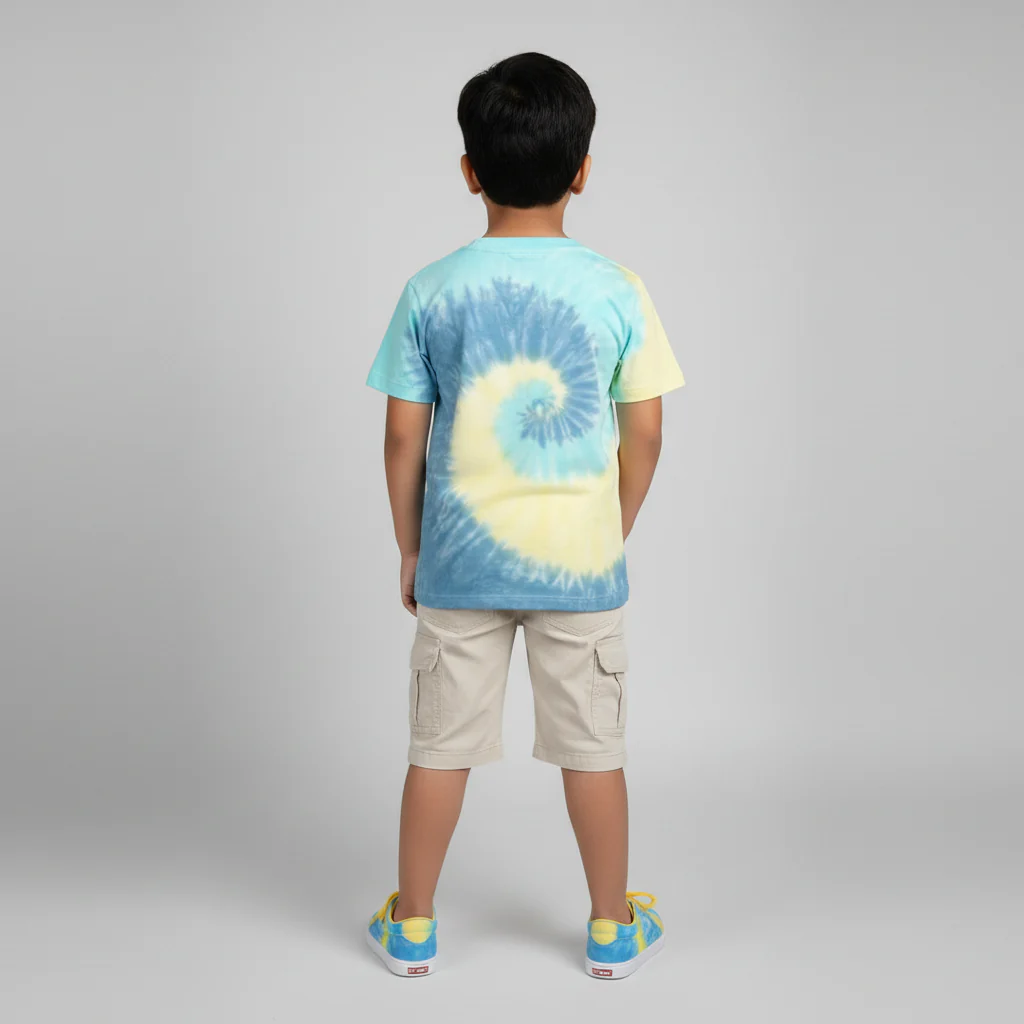 Boys Cotton Tie-Dye Crew Neck T-Shirt - Image 3