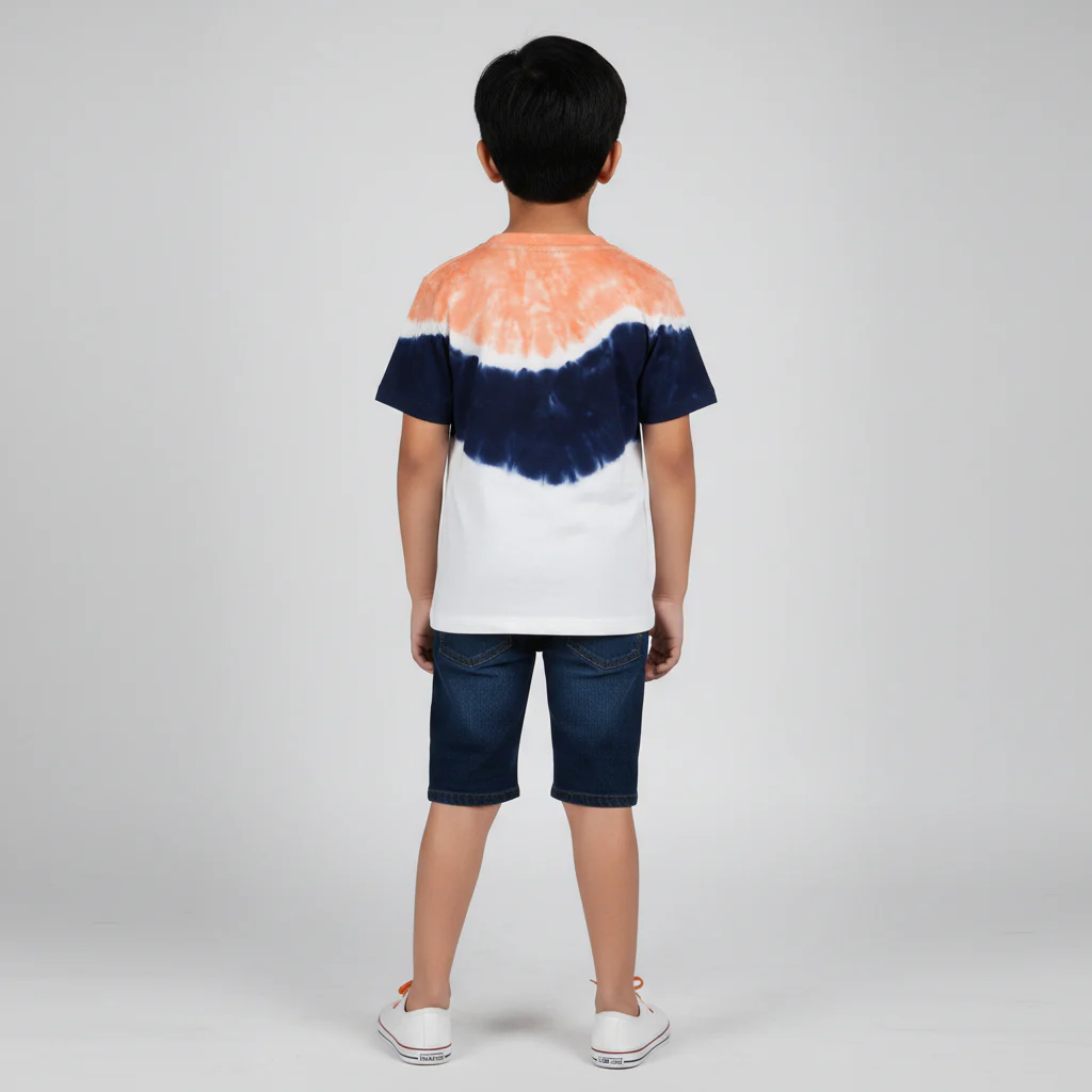 Boys Cotton Tie-Dye Crew Neck T-Shirt - Image 3