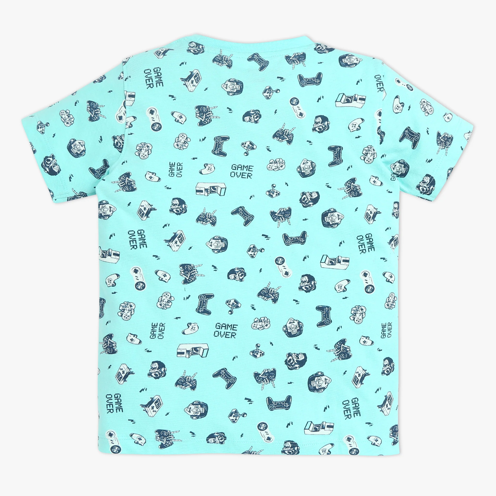 Boys Crew Neck T-Shirt And Shorts All Over Printed Sleepwear Set - Image 3