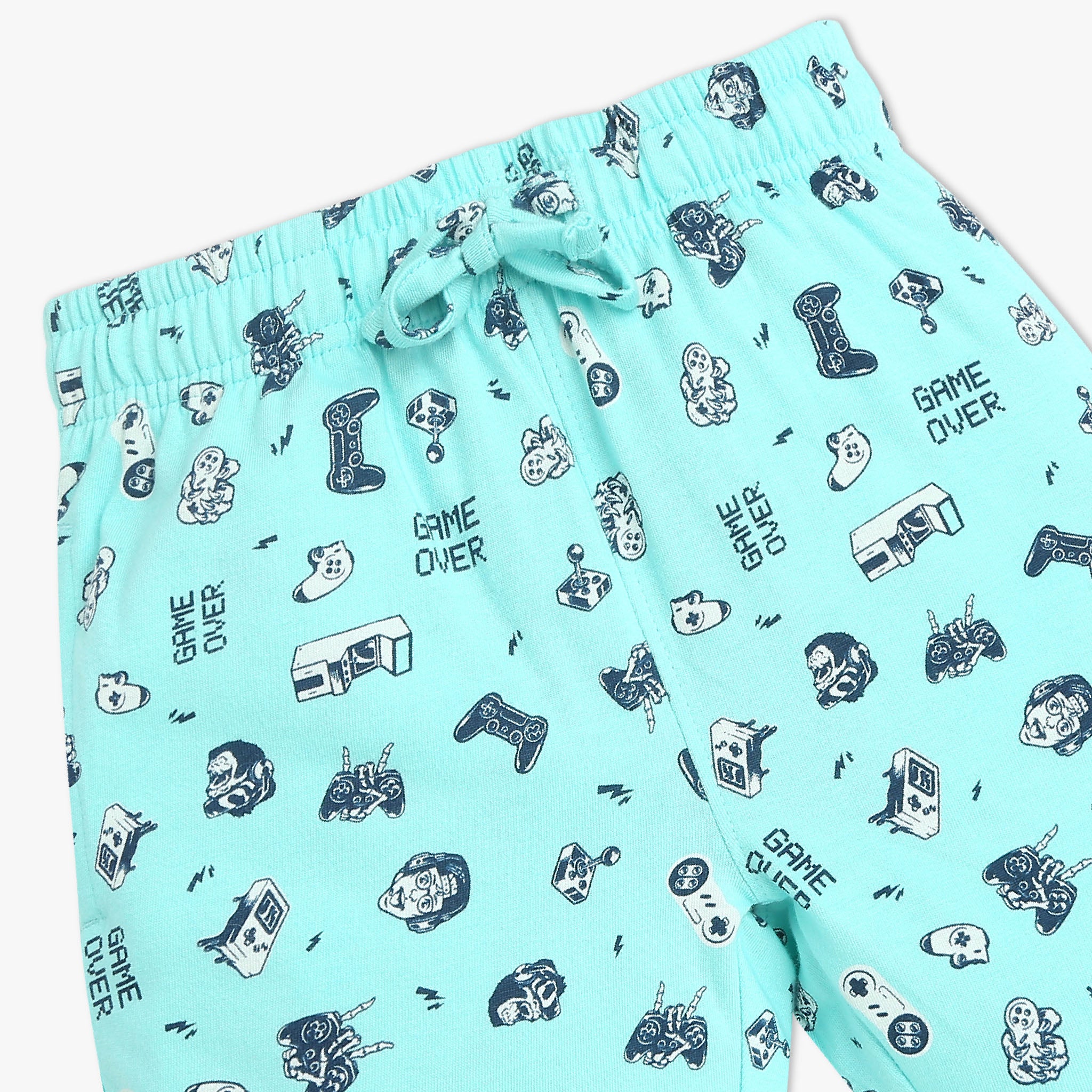 Boys Crew Neck T-Shirt And Shorts All Over Printed Sleepwear Set - Image 7