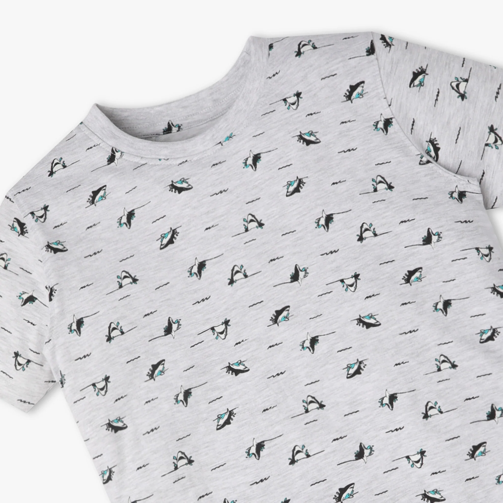 Boys Crew Neck T-Shirt And Shorts All Over Printed Sleepwear Set - Image 4
