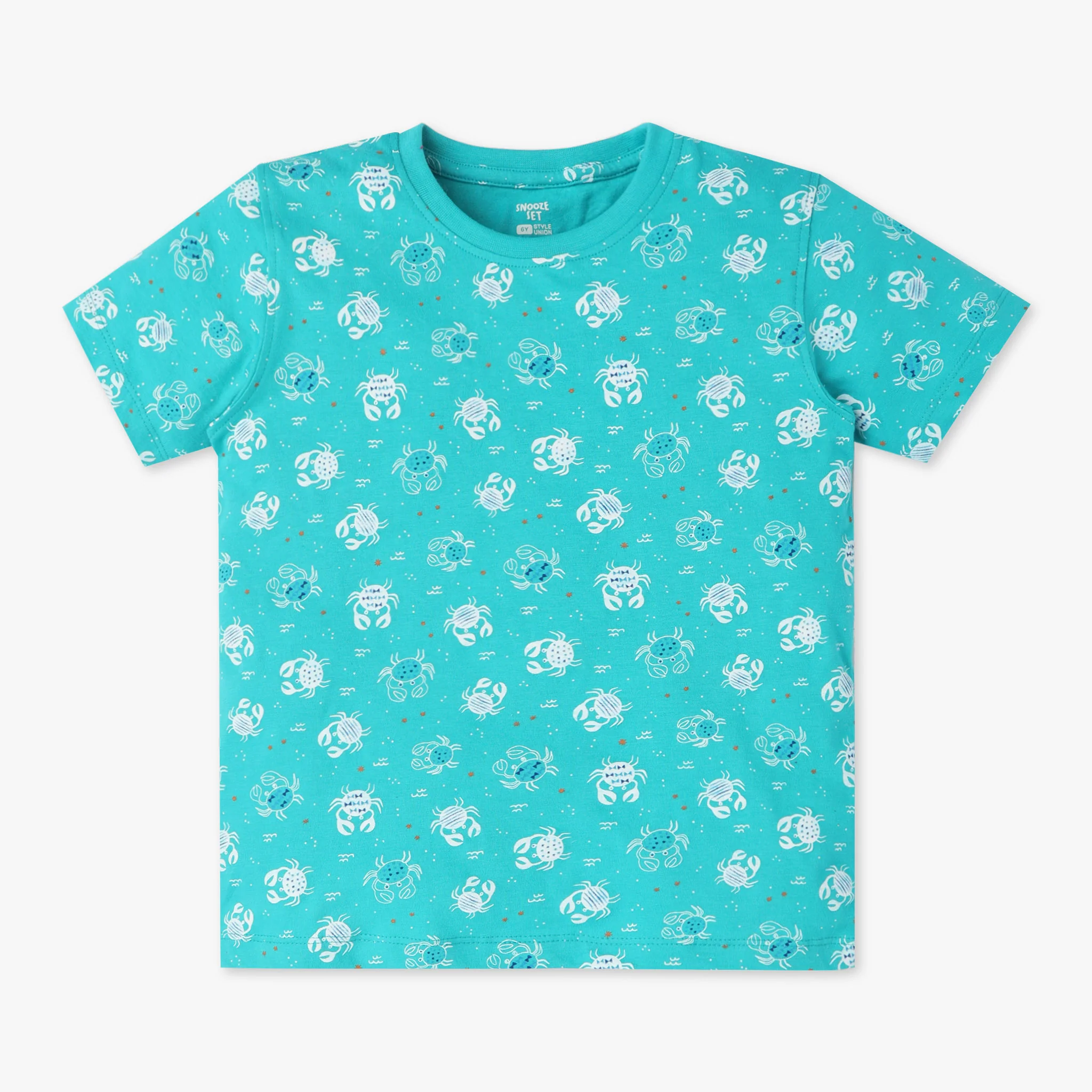 Boys Crew Neck T-Shirt And Shorts All Over Printed Sleepwear Set - Image 2