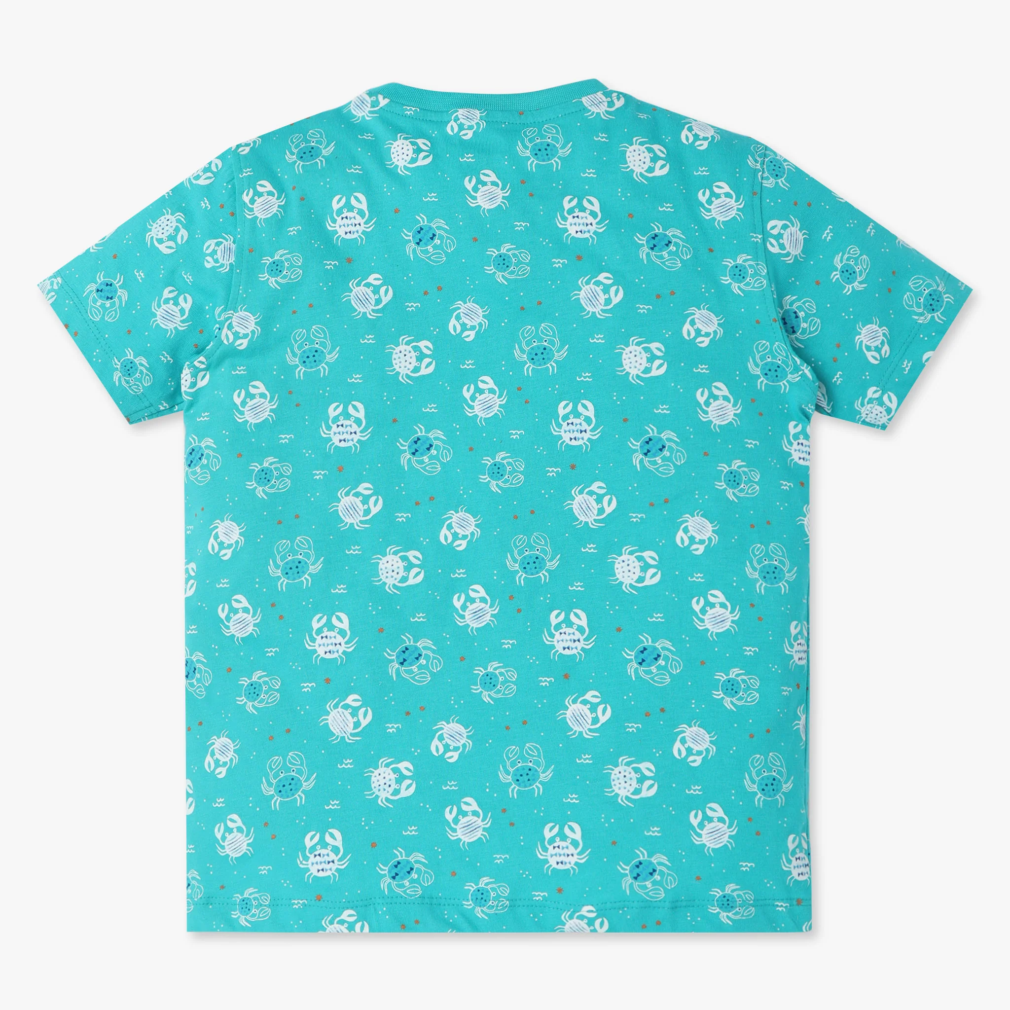 Boys Crew Neck T-Shirt And Shorts All Over Printed Sleepwear Set - Image 3