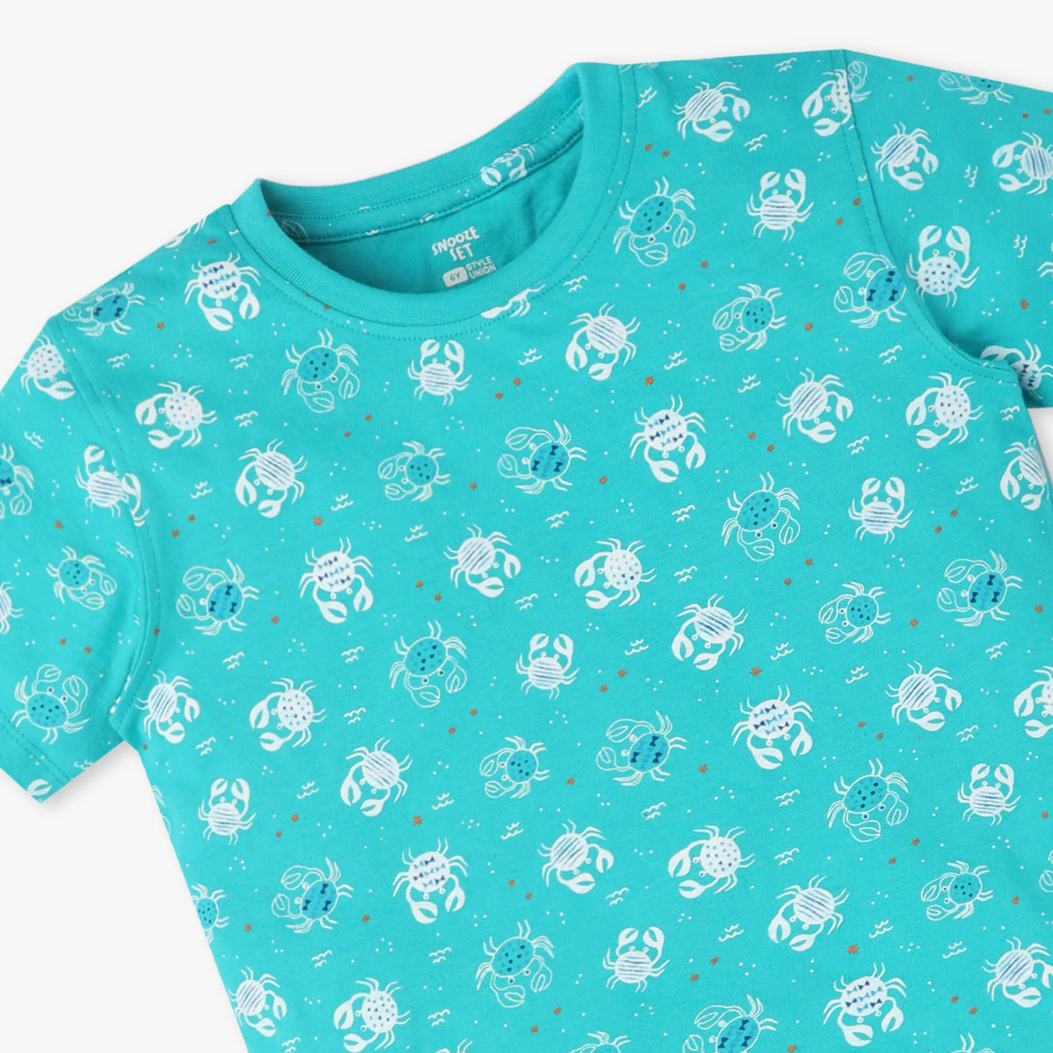 Boys Crew Neck T-Shirt And Shorts All Over Printed Sleepwear Set - Image 4