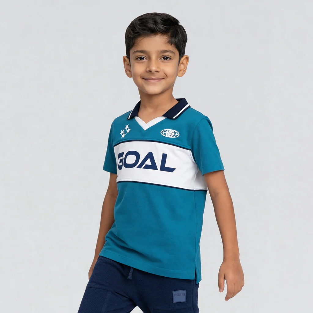 Boys Cut And Sew Collar Sport Polo T-Shirt - Image 5