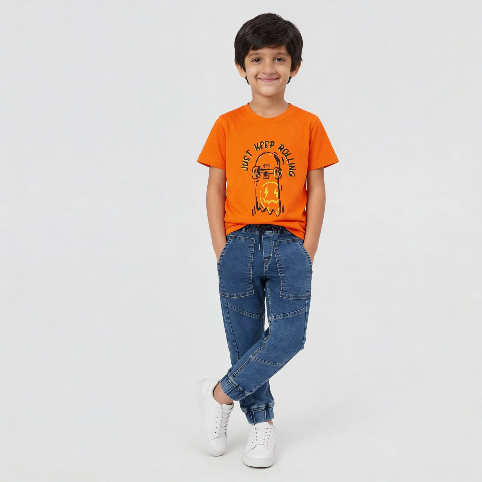 Boys Cut And Sew Denim Jogger