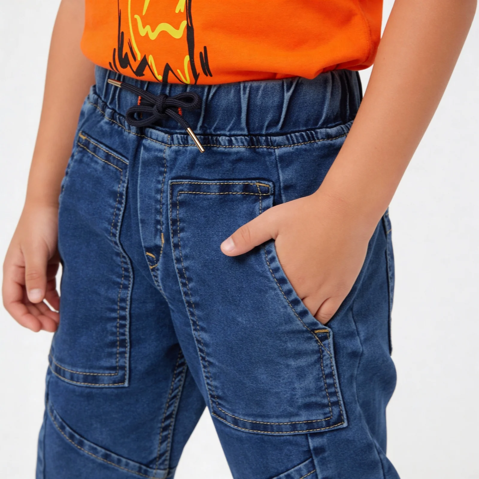 Boys Cut And Sew Denim Jogger - Image 4