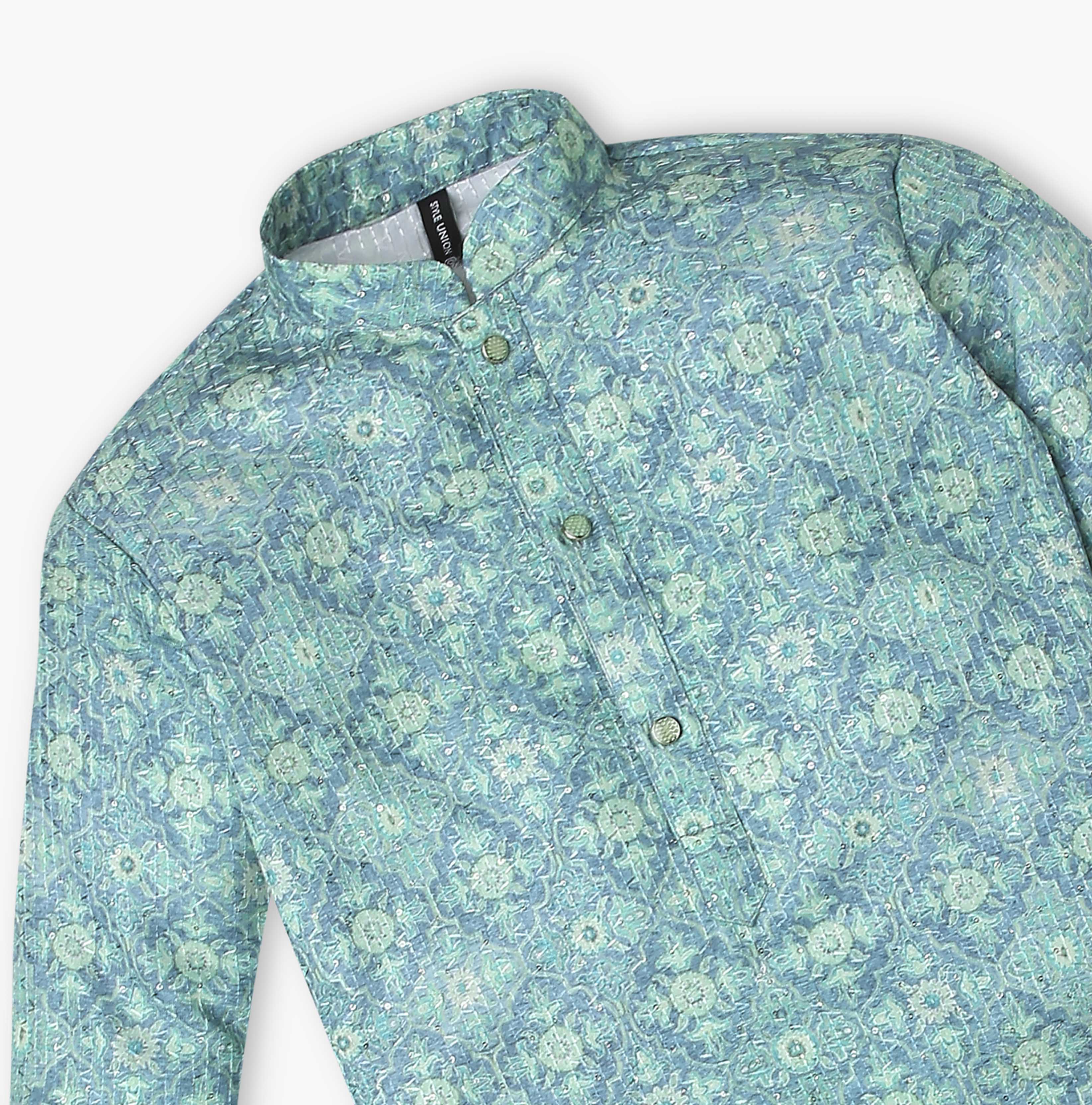 Boys Embroidered Kurta with Pant Set - Image 4