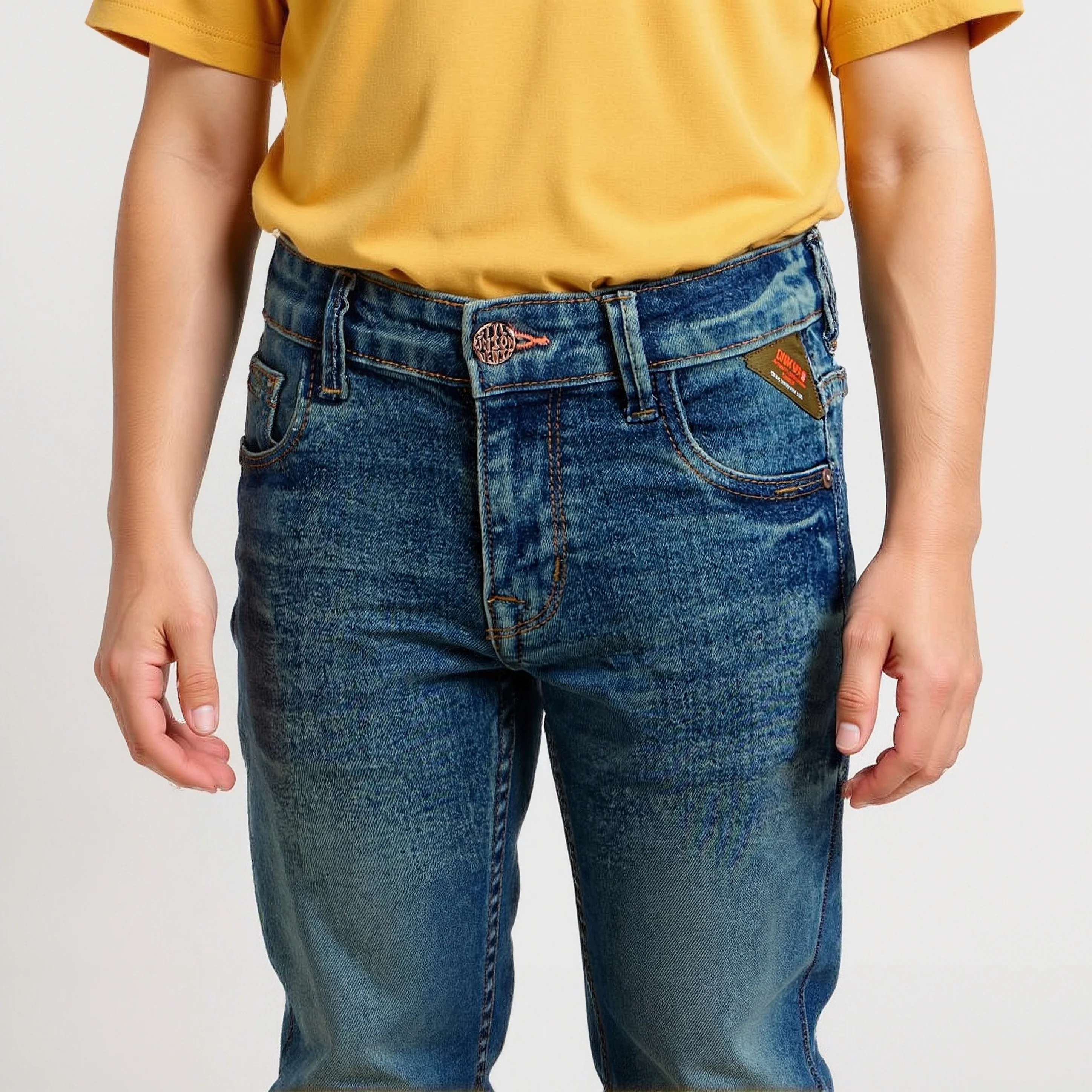 Boys Heavily Washed With Tint Effect Slim Fit Denim - Image 4