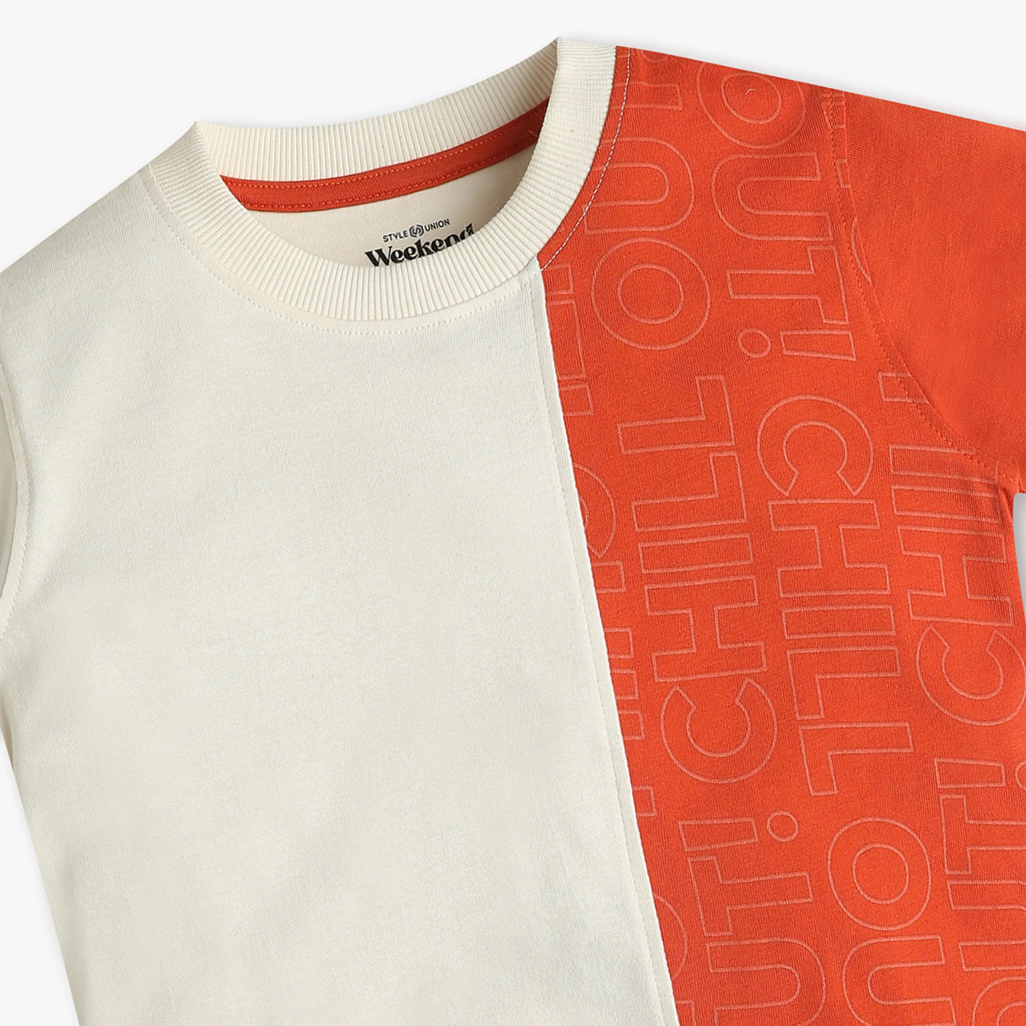 Boys Oversize Cut And Sew Crew Neck Chill Print T-Shirt - Image 3