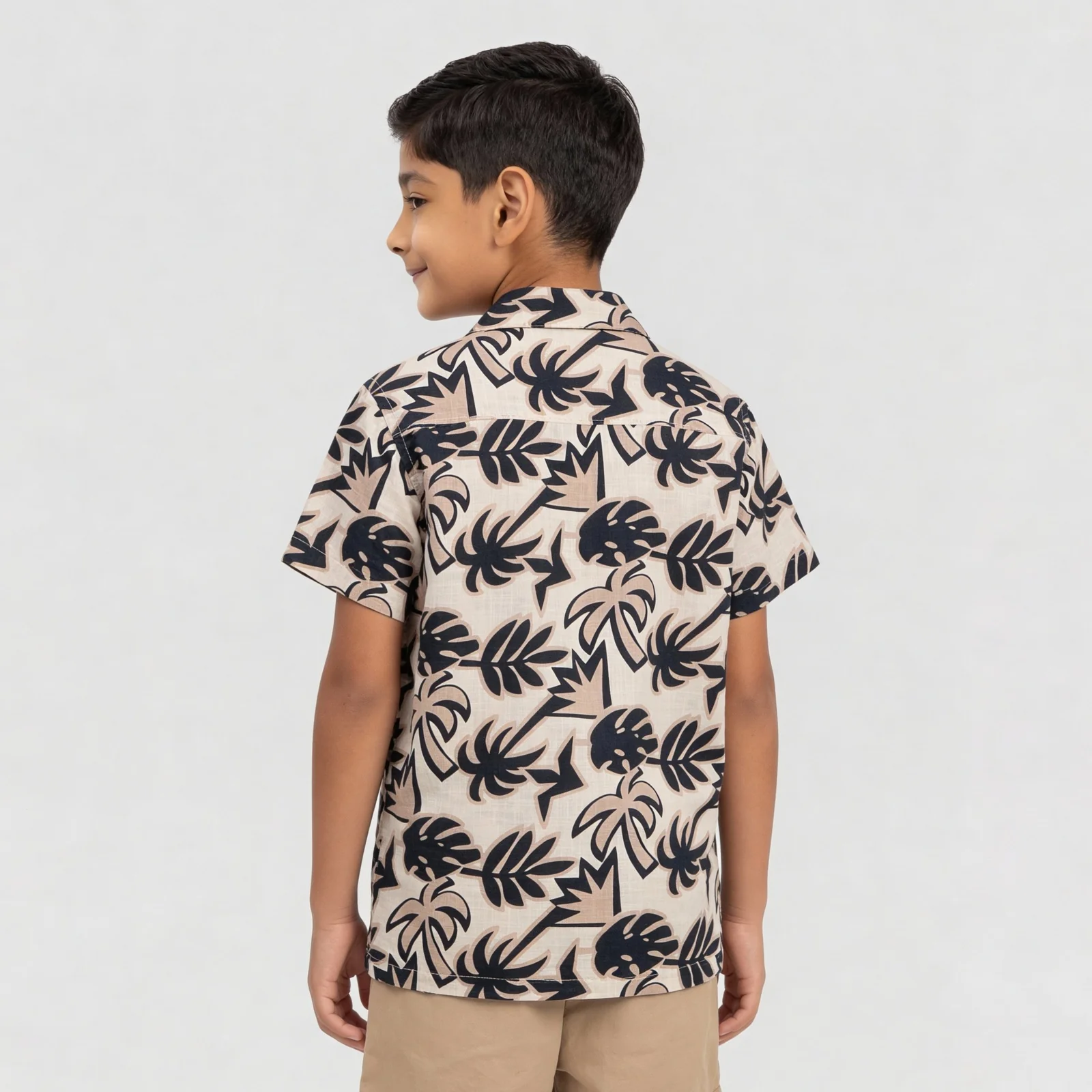 Boys Printed Camp Collar Shirt - Image 3