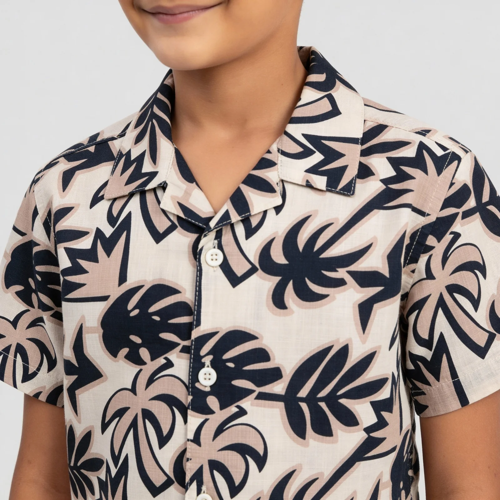 Boys Printed Camp Collar Shirt - Image 4