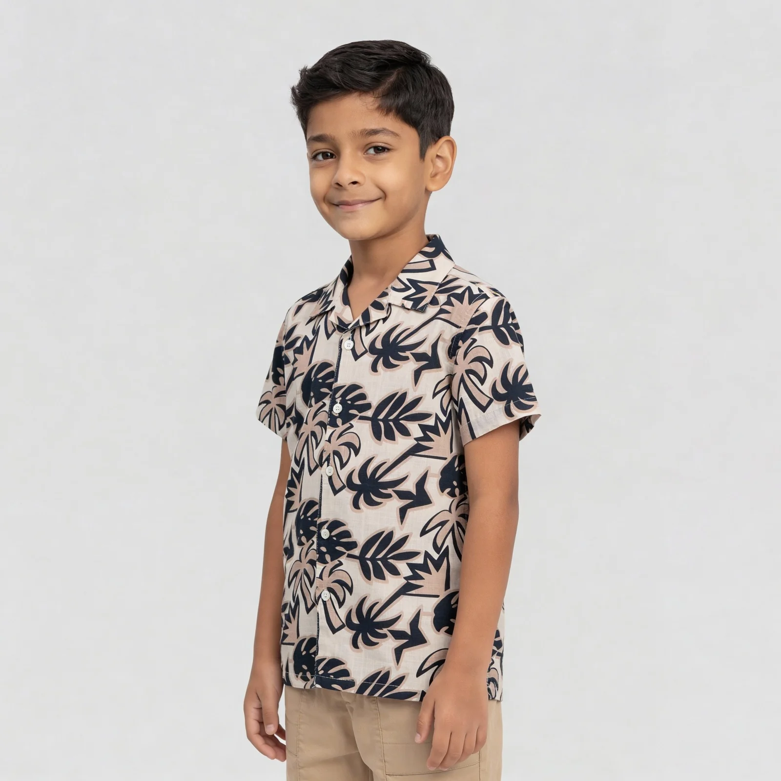 Boys Printed Camp Collar Shirt - Image 5