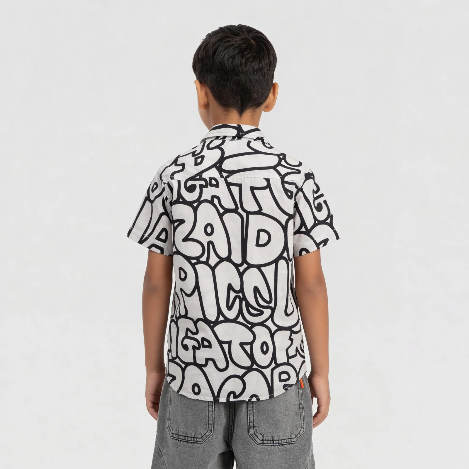 Boys Printed Camp Collar Shirt - Image 3