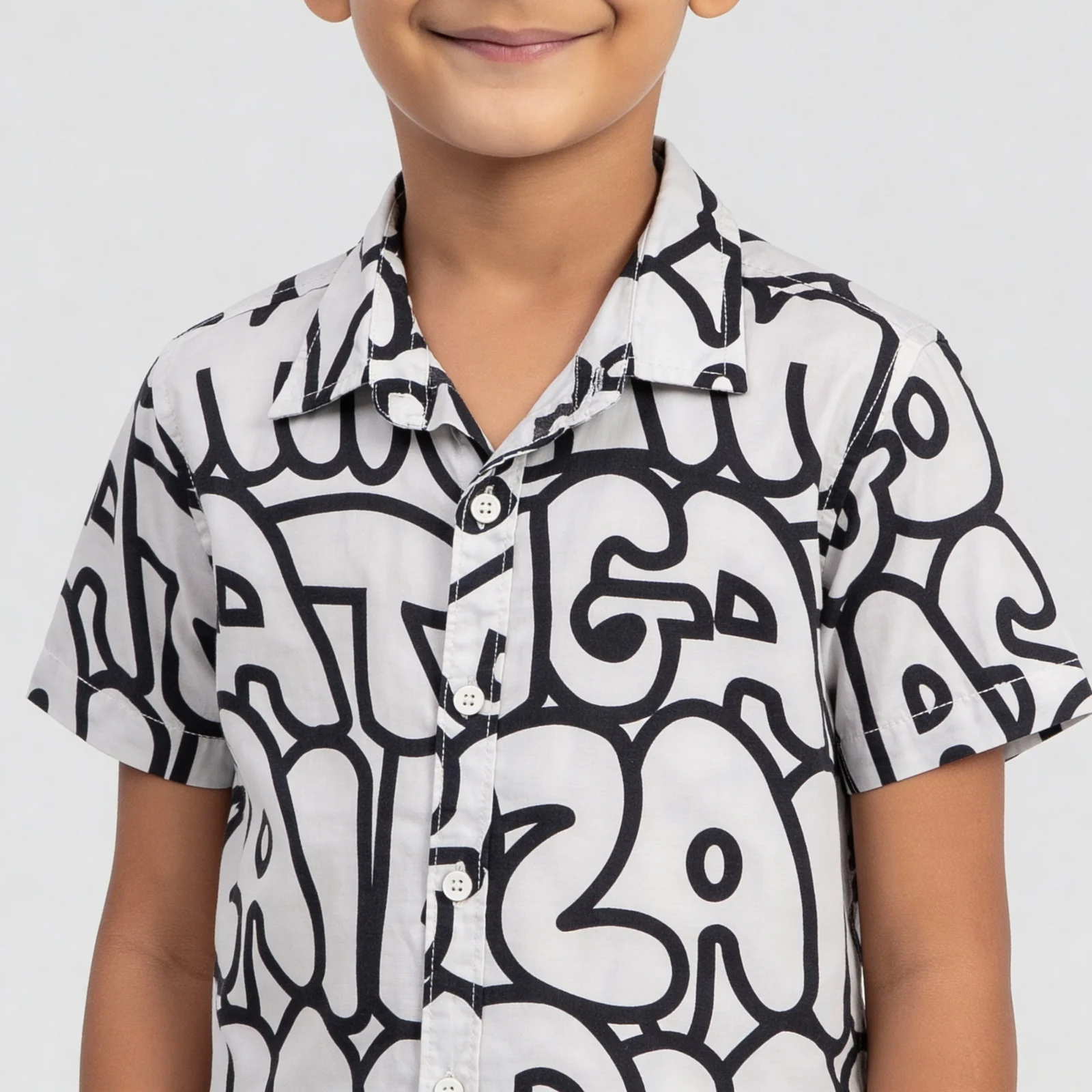 Boys Printed Camp Collar Shirt - Image 4