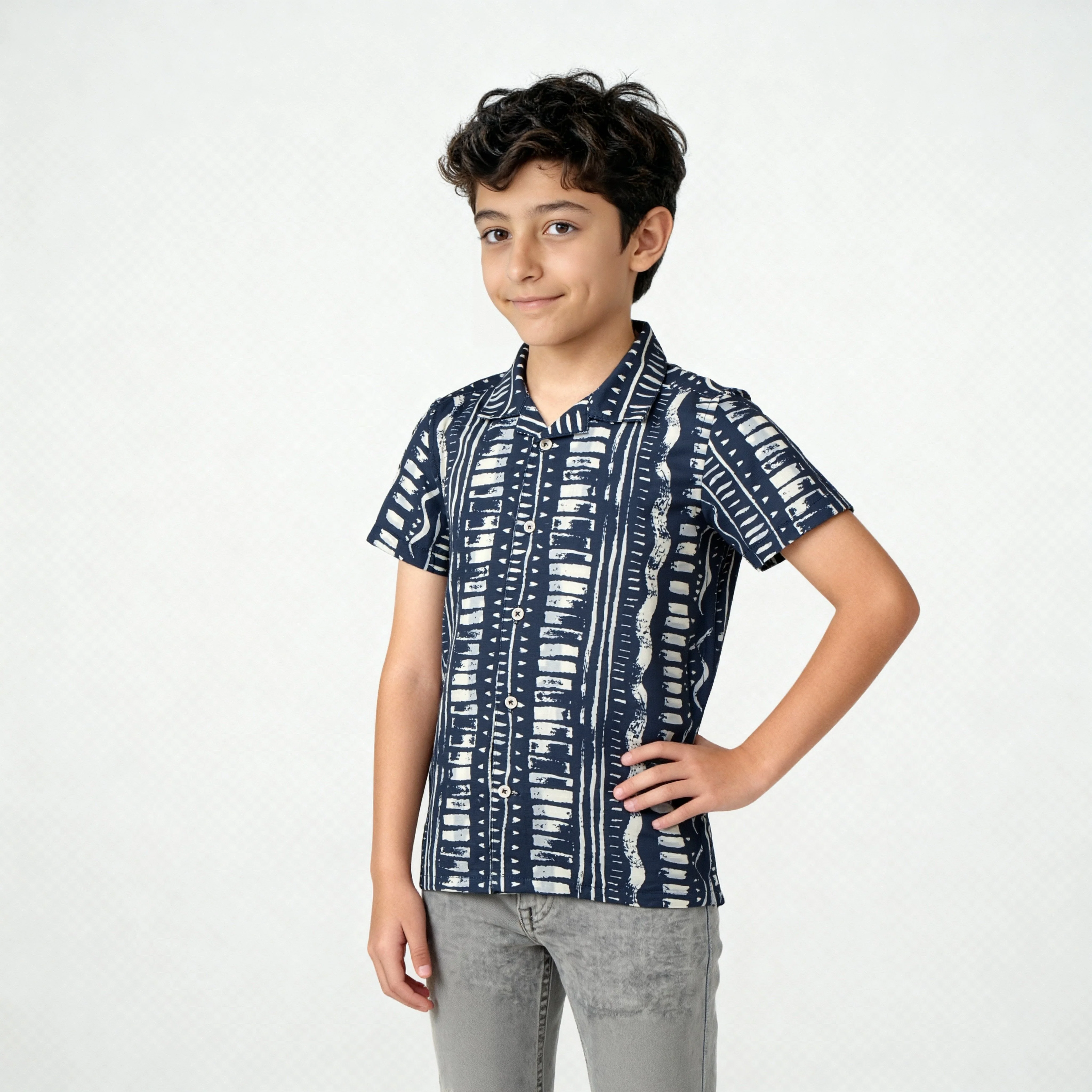 Boys Printed Cuban Shirt - Image 5