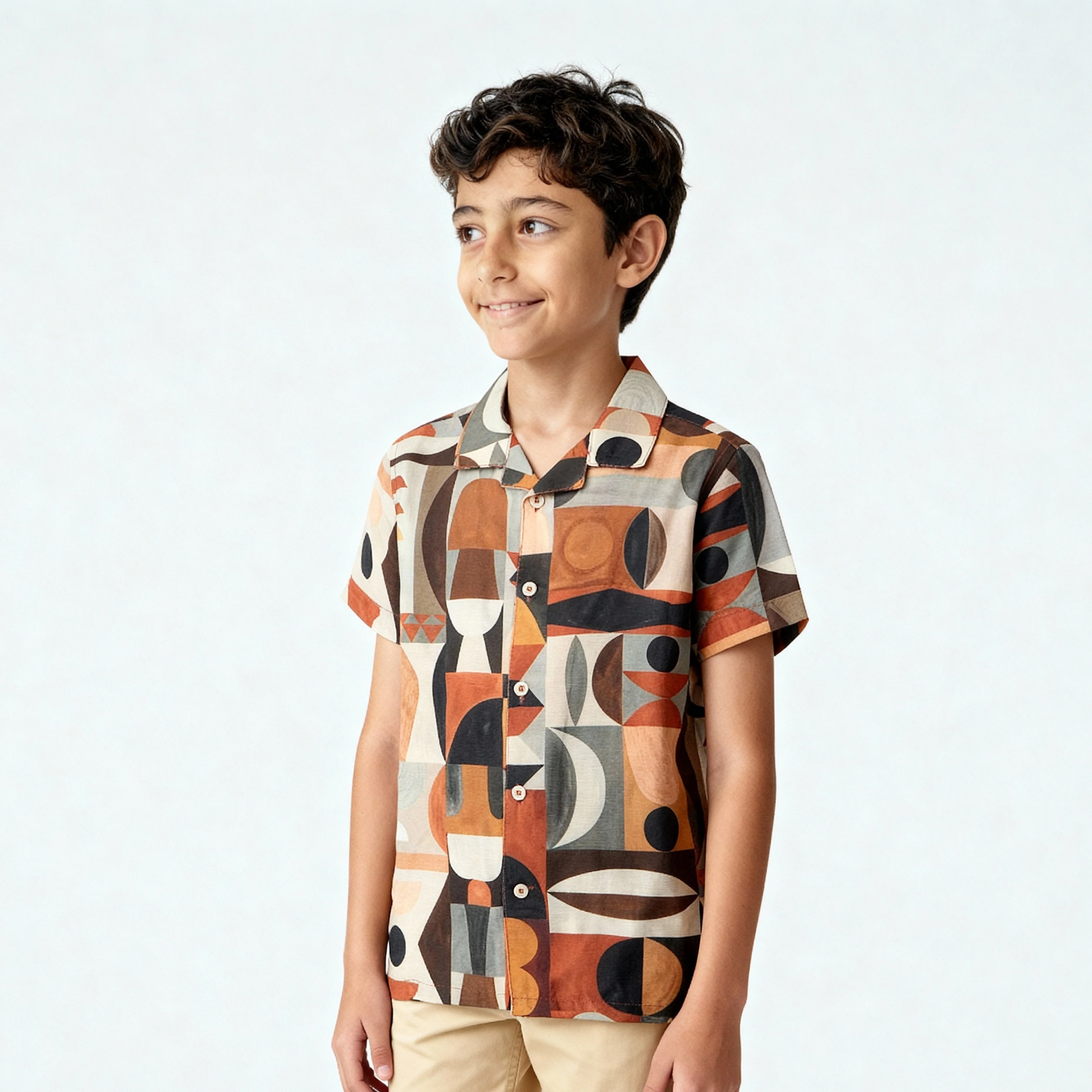 Boys Printed Cuban Shirt - Image 5