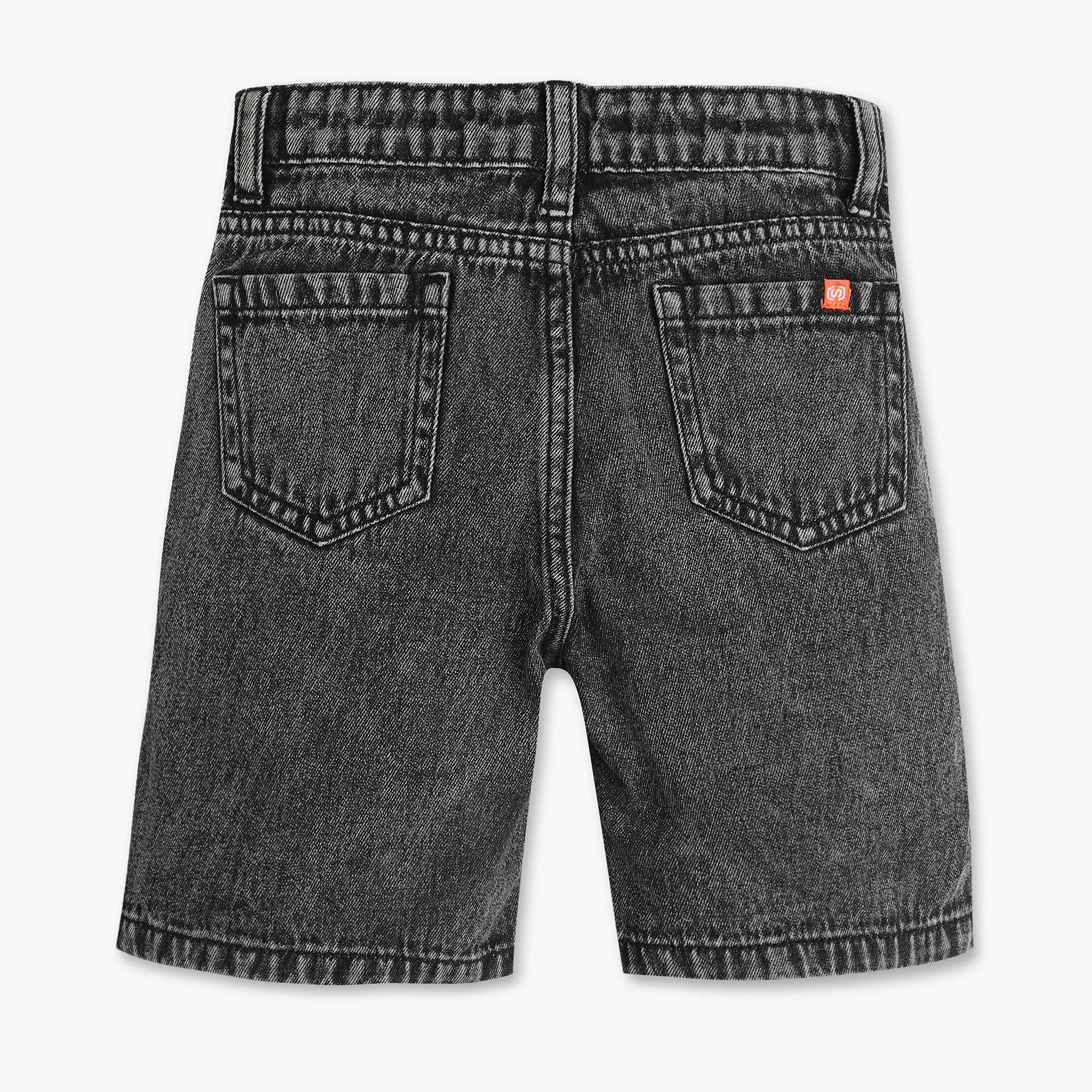 Boys Printed Heavily Washed Denim Shorts - Image 2
