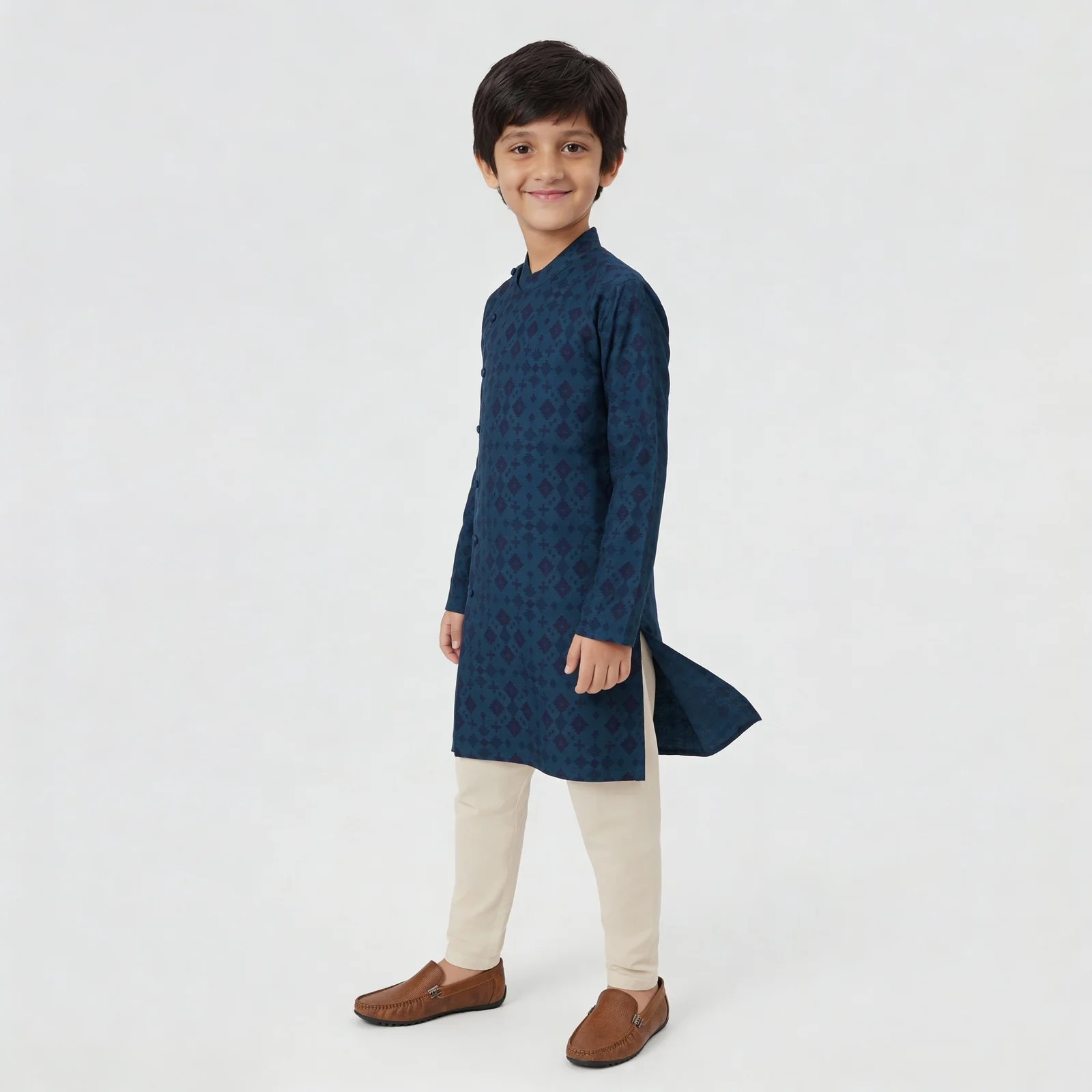 Boys Printed Woven Kurta Set - Image 2